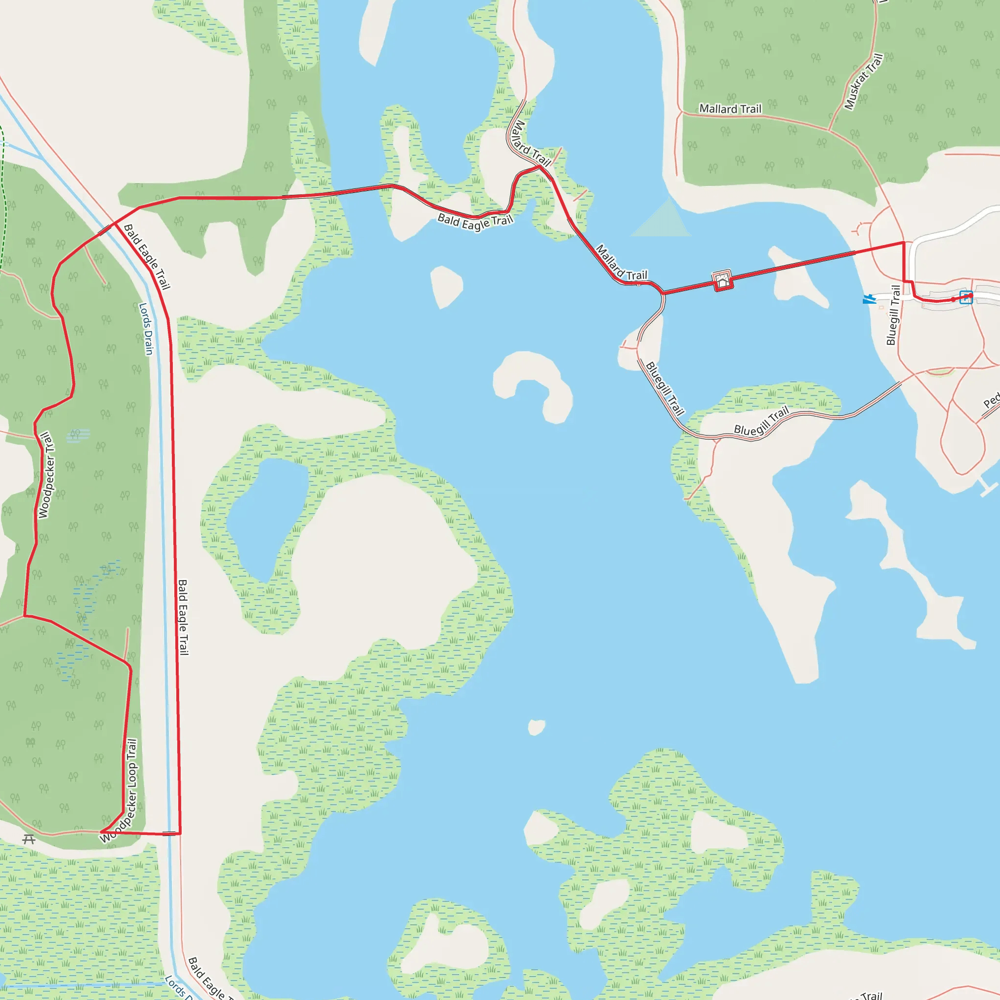 Lords Drain Loop via Wetland Garden Trail mobile static map