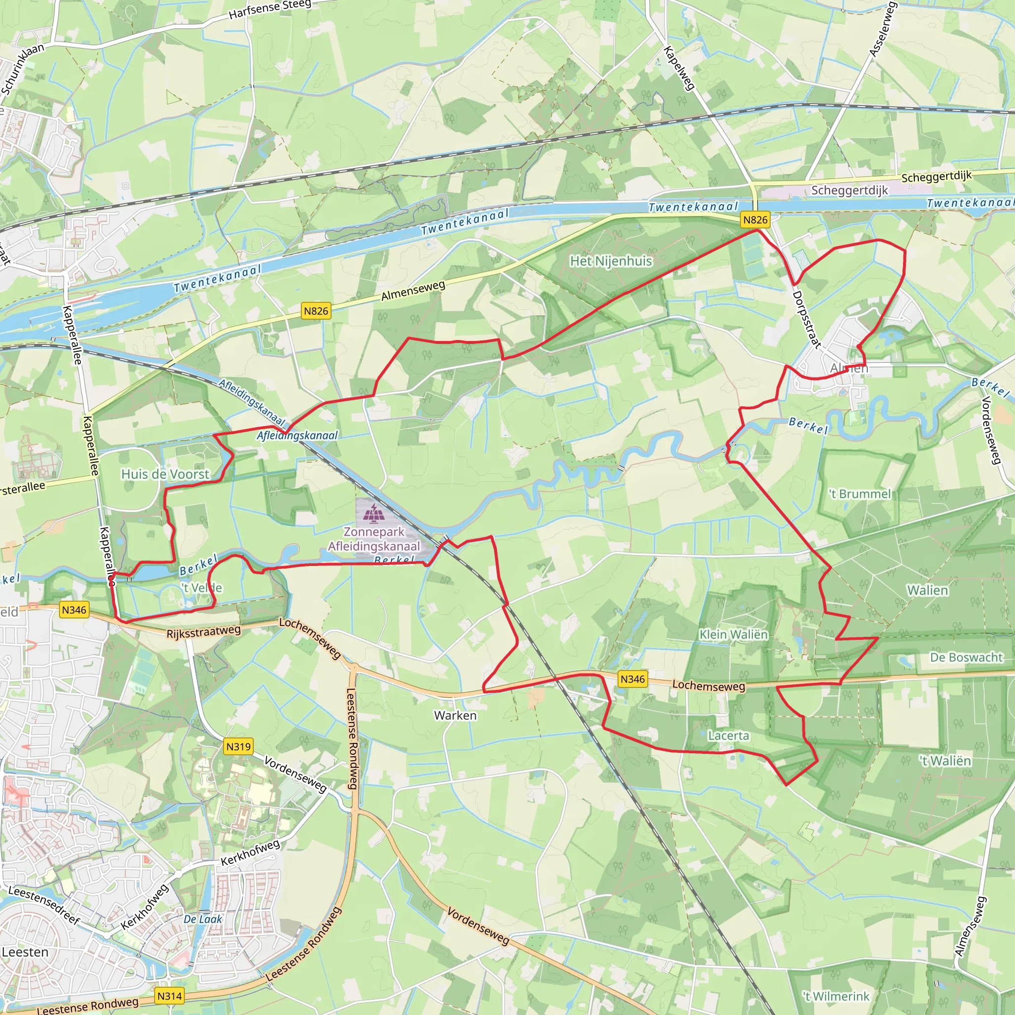 Kasteel De Voorst and Kasteel Het Velde via Binnen Weg mobile static map