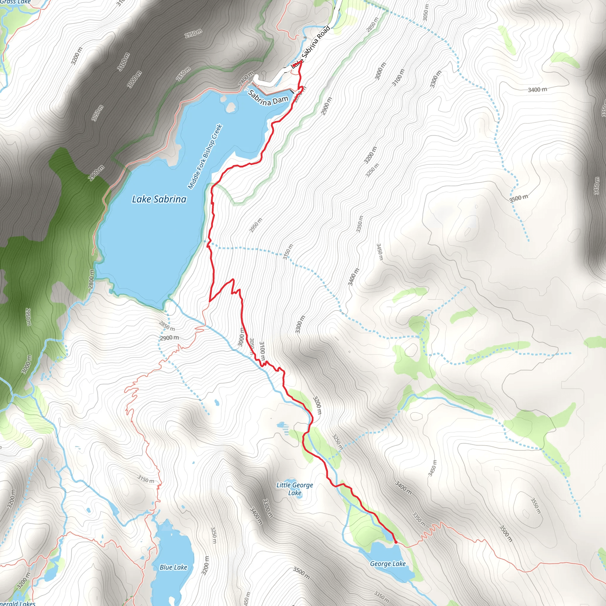 George Lake via Sabrina Basin Trail mobile static map