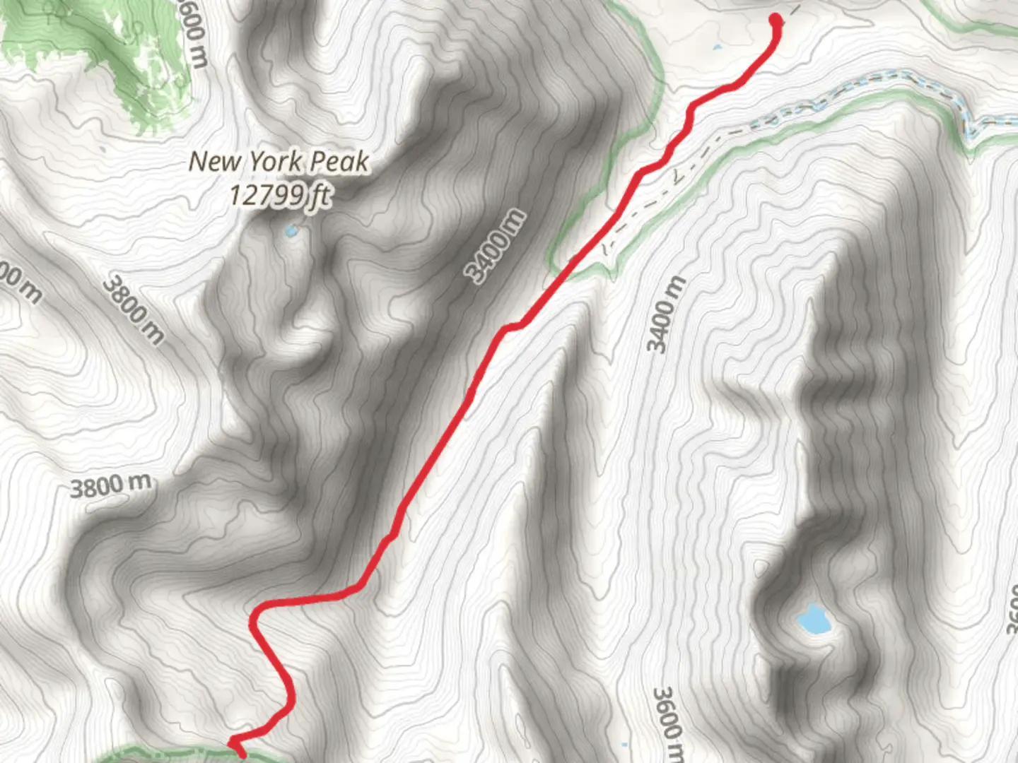 An image depicting the trail New York Creek Trail and its surrounding area.