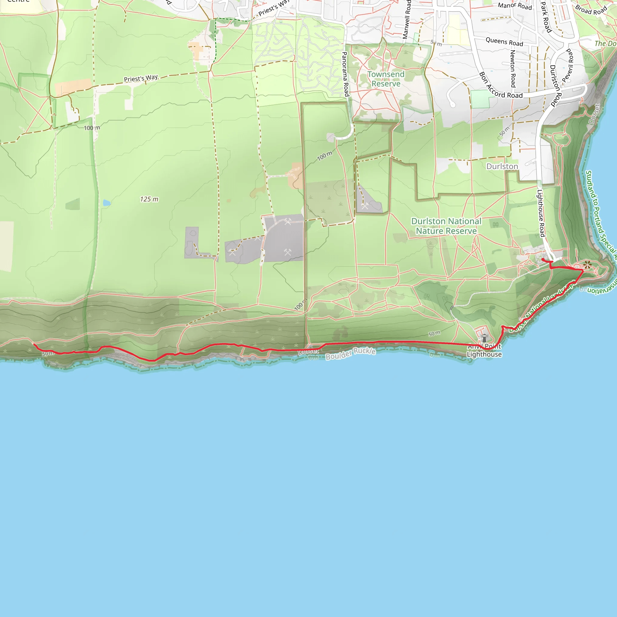 Dancing Ledge Walk - Durlston Country Park and National Nature Reserve mobile static map