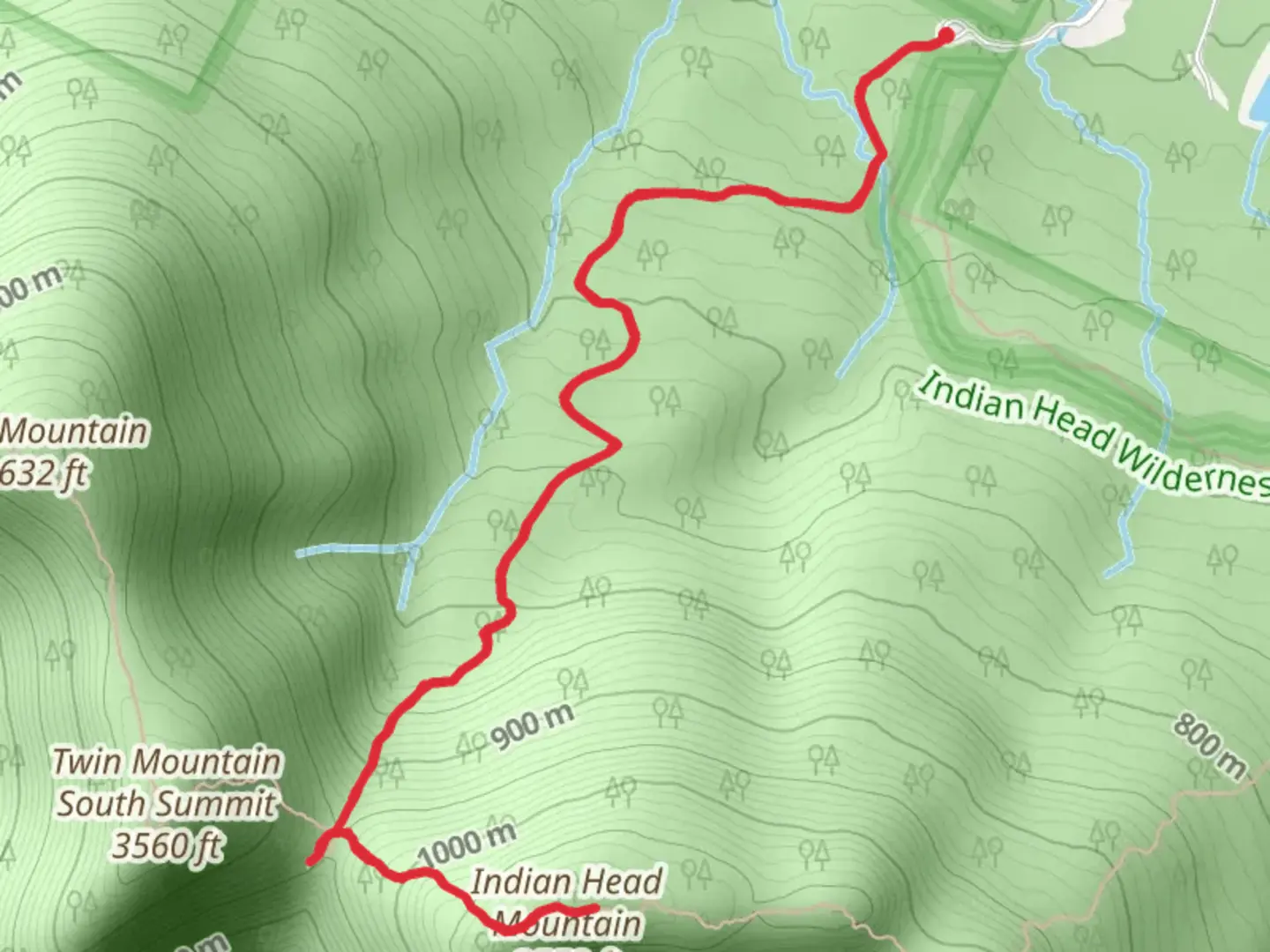 An image depicting the trail Indian Head Mountain via Devil's Path and its surrounding area.