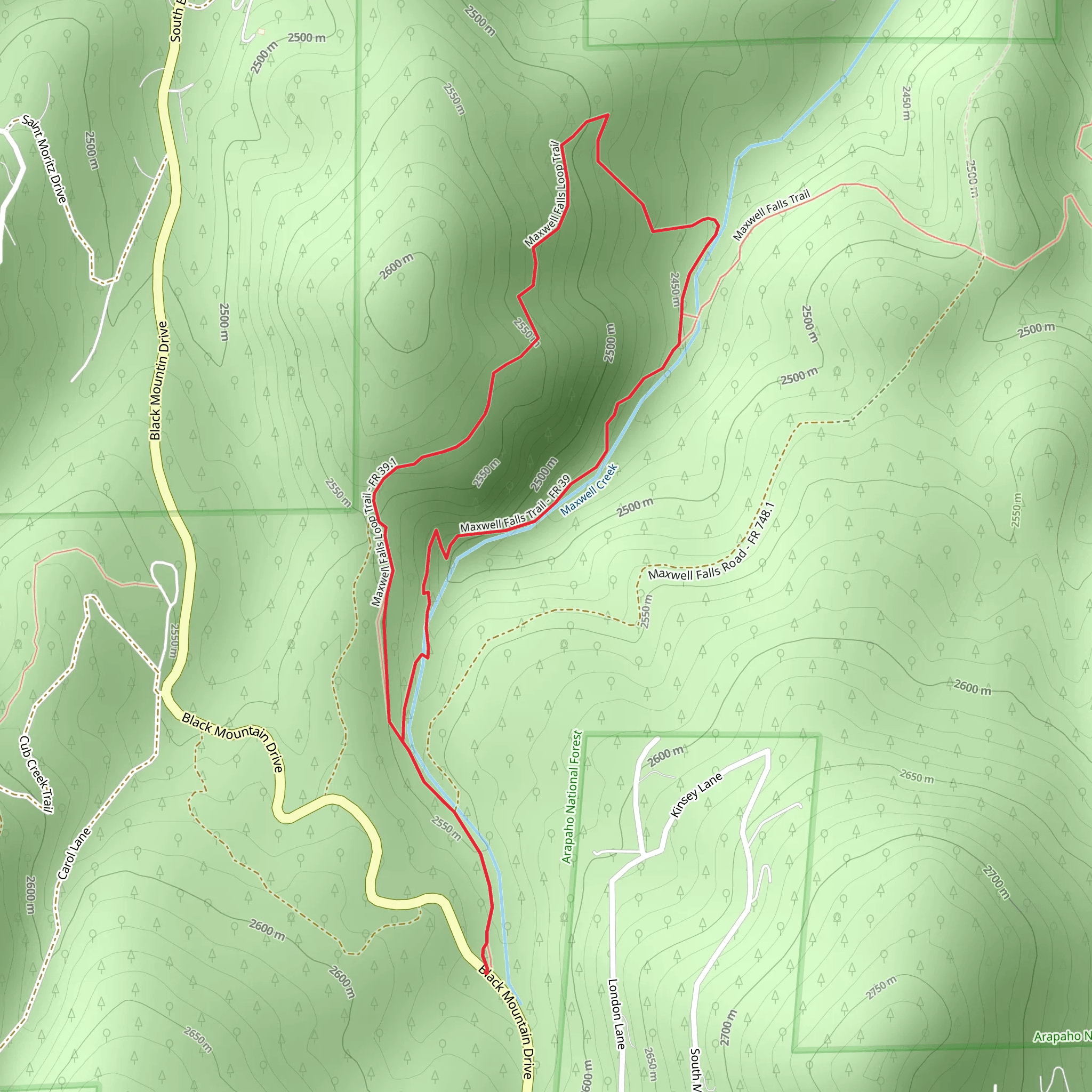 Maxwell Falls Bluffs Loop Trail mobile static map
