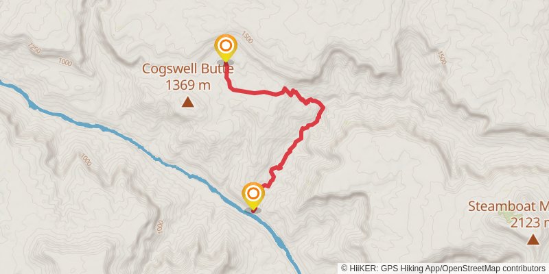 Thunder River Trail to Deer Creek Trail spur 1 Map