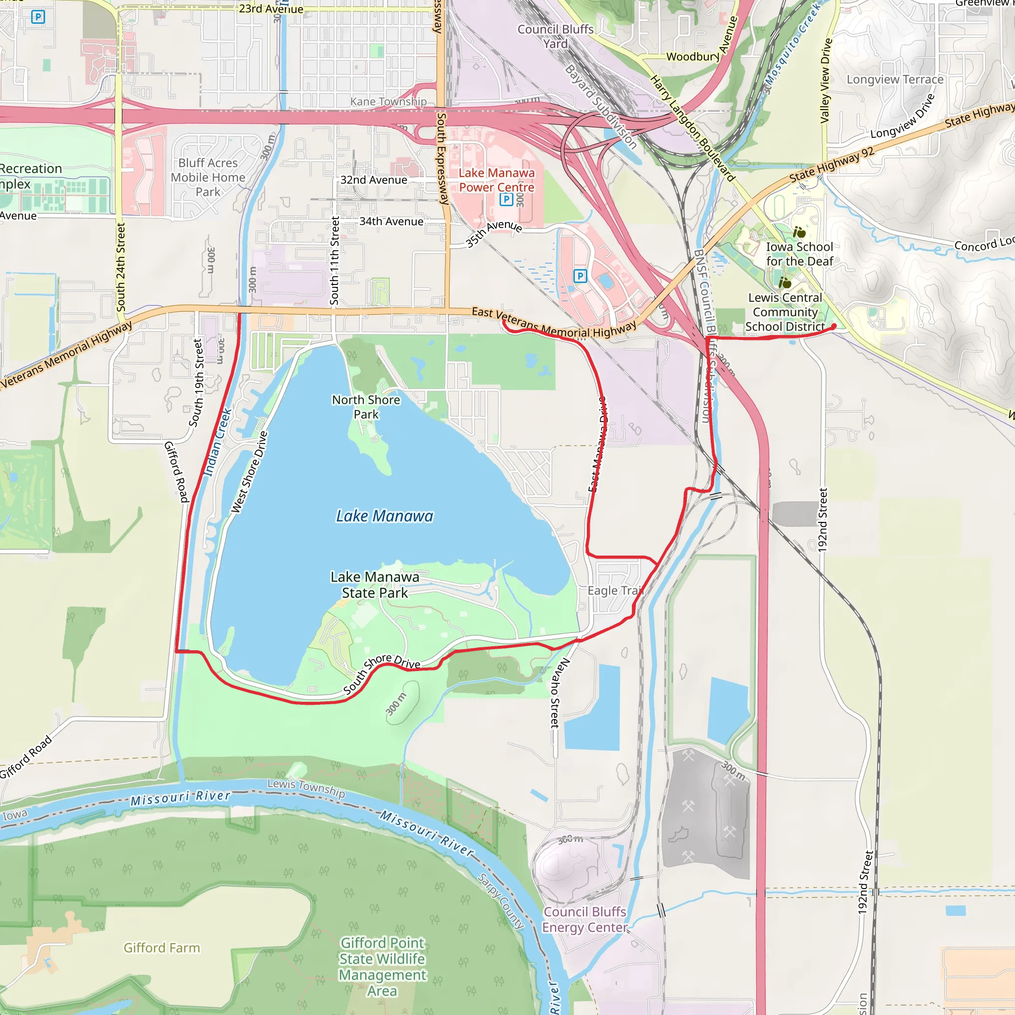 Lake Manawa Trail mobile static map