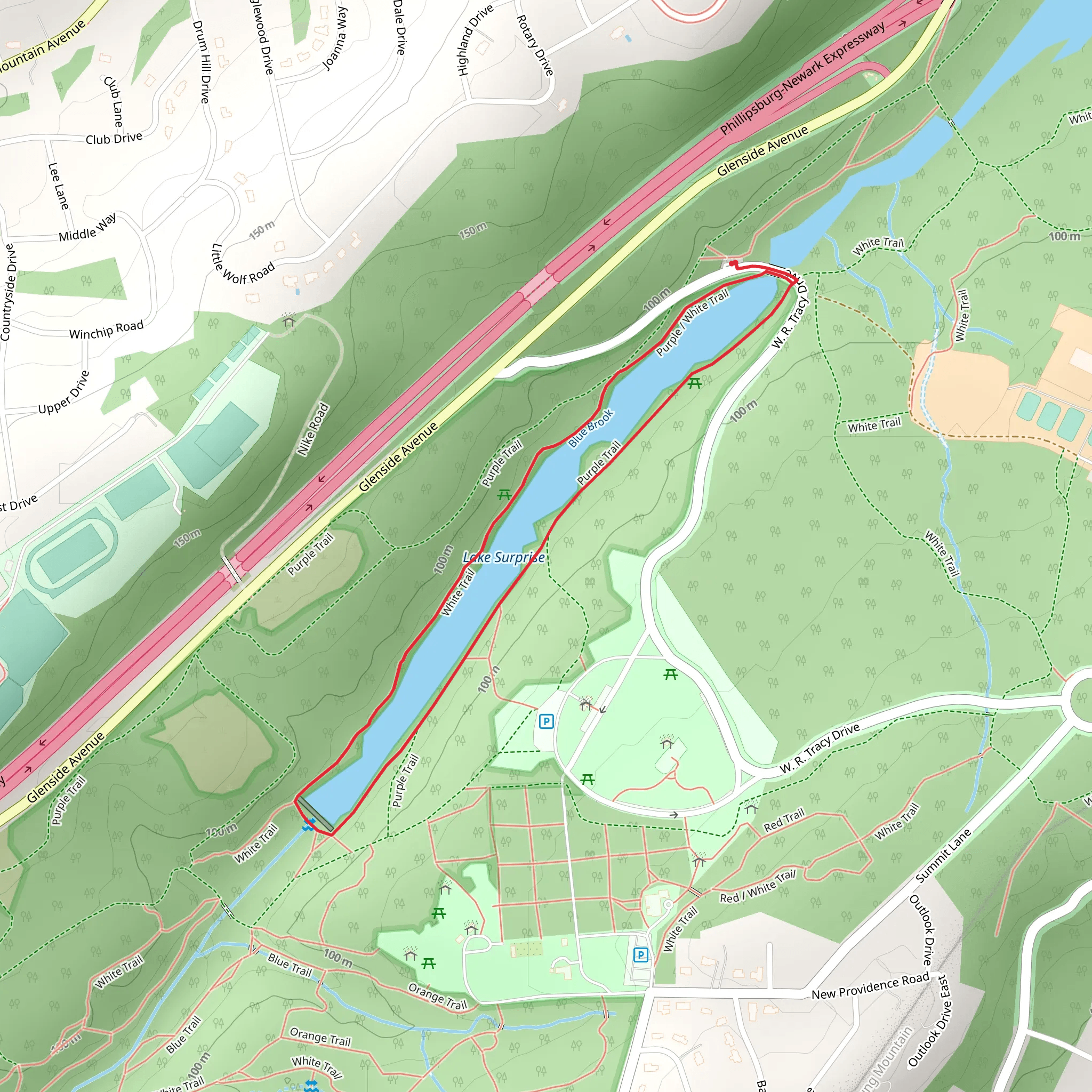 Lake Surprise - Purple and White Loop Trail mobile static map