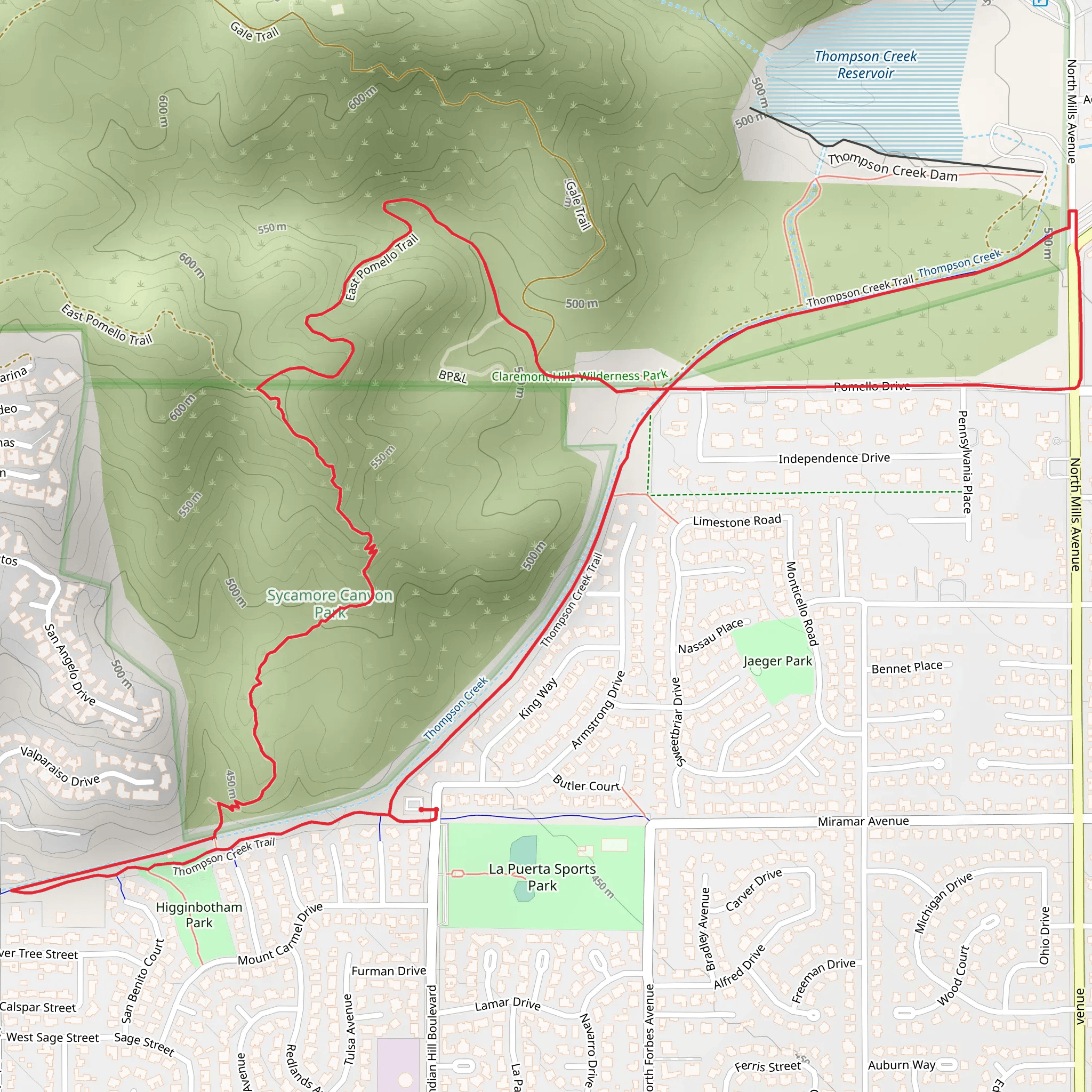Thompson Creek and E Pomello Loop Trail mobile static map