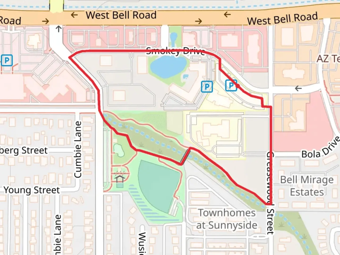 An image depicting the trail Centennial Friendship Park Loop - North and its surrounding area.