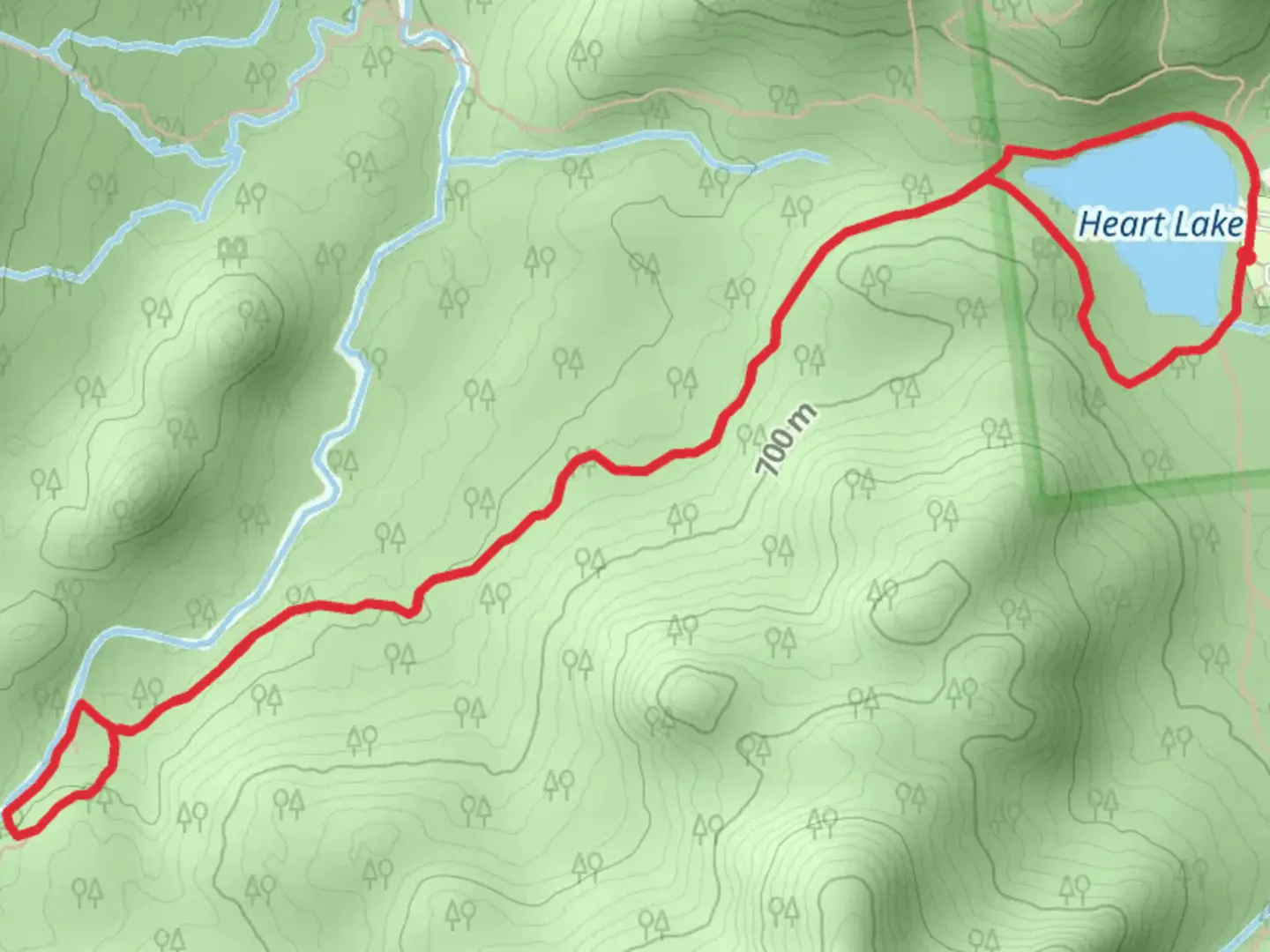 An image depicting the trail Heart Lake via Indian Pass Trail Loop and its surrounding area.