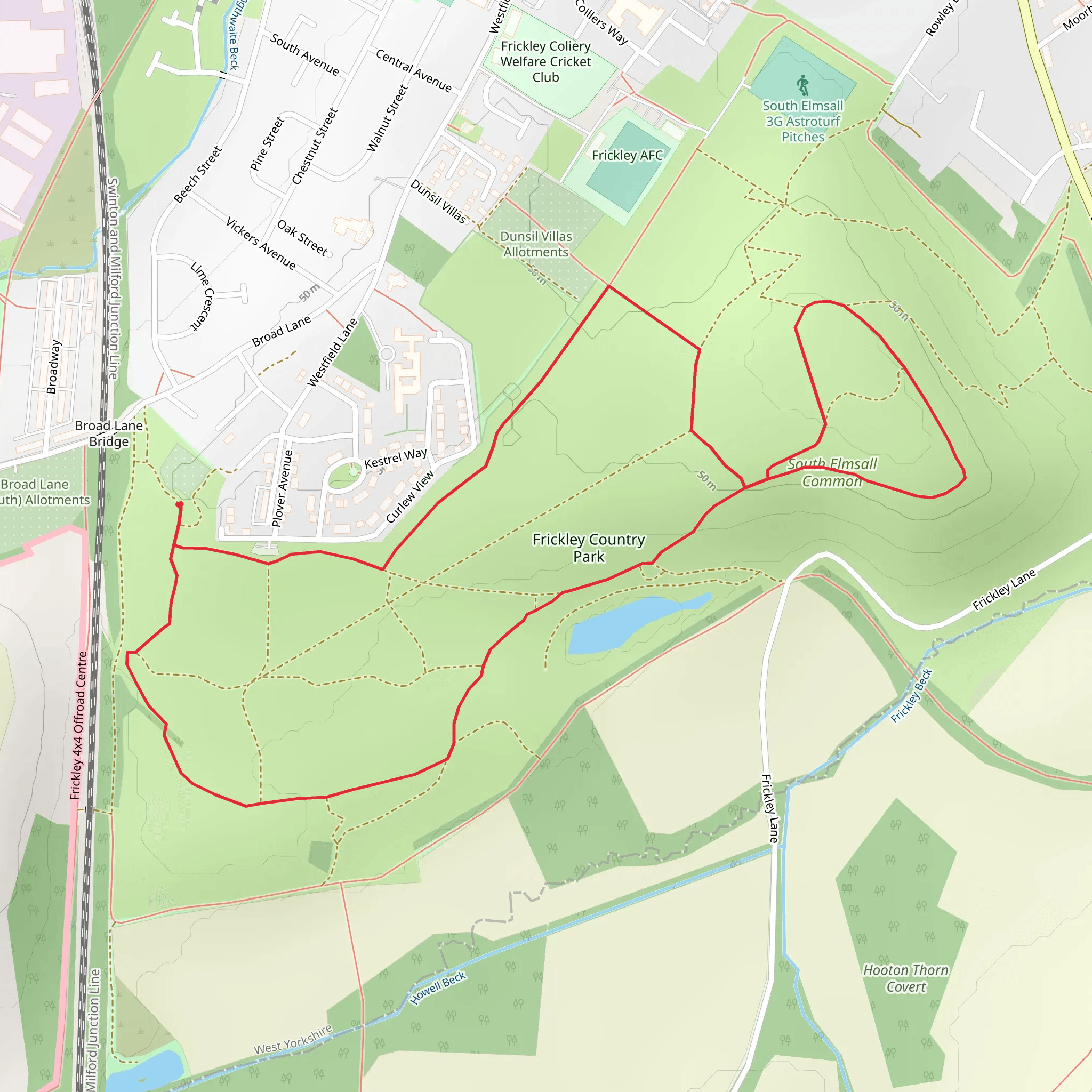 Frickley Country Park Loop mobile static map