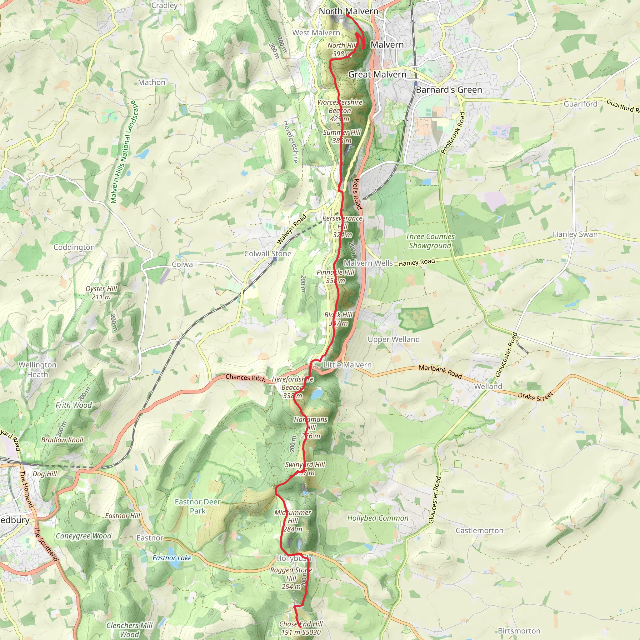 The Malverns Circular mobile static map
