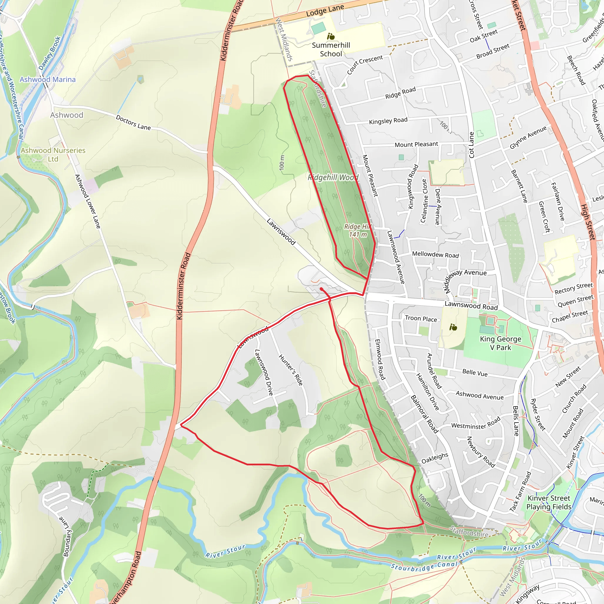 Lawns Wood and Ridgehill Wood Loop mobile static map