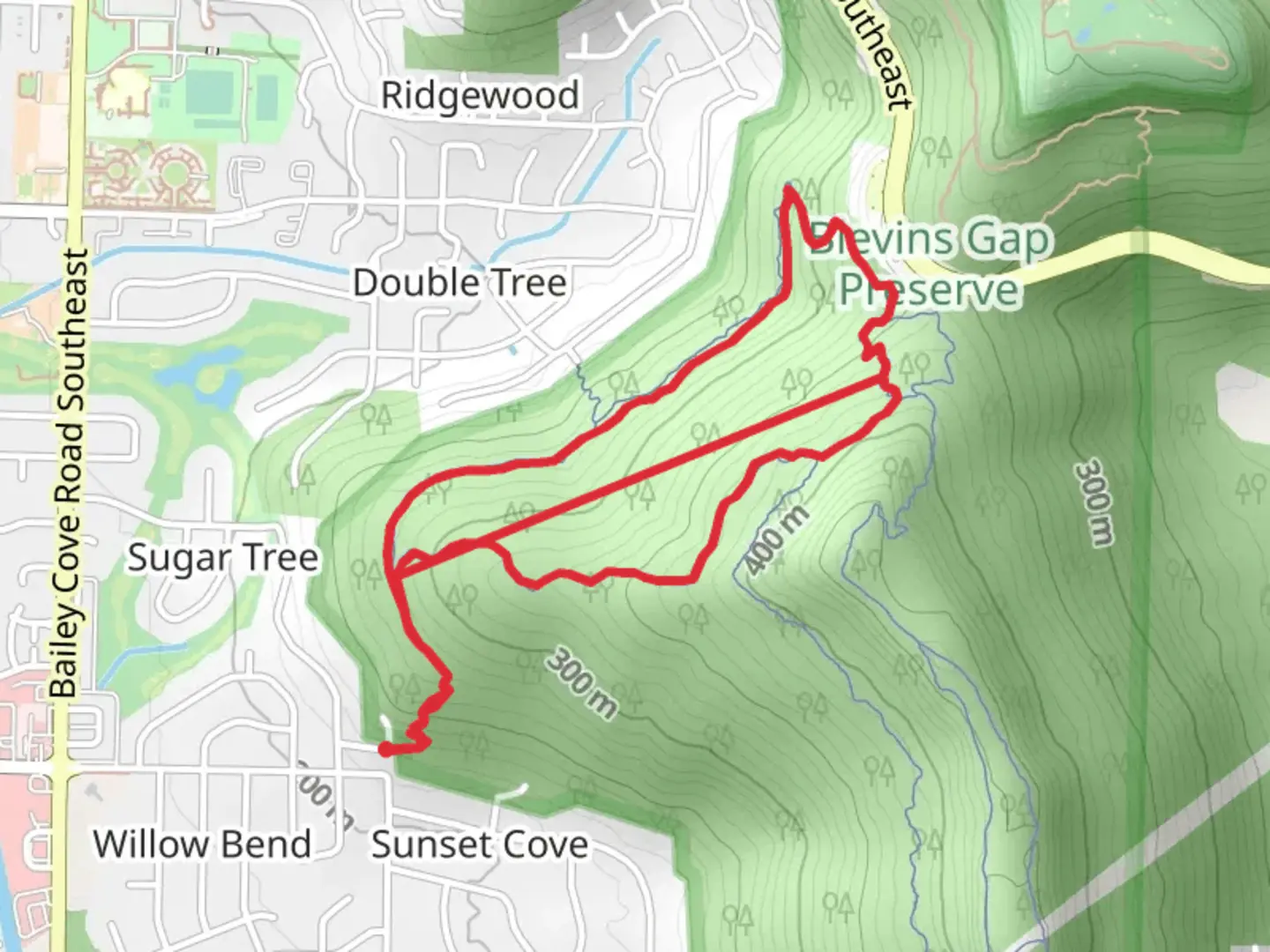 An image depicting the trail Smokerise and Sugar Tree Loop Trail and its surrounding area.
