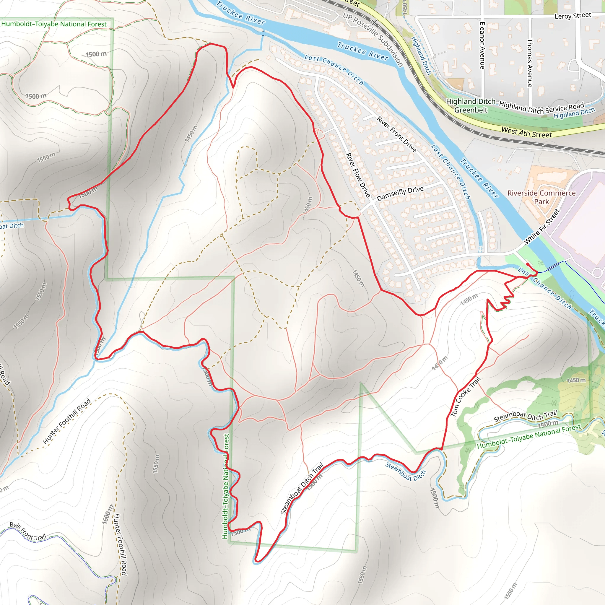 Tom Cooke and Steamboat Ditch Loop Trail mobile static map