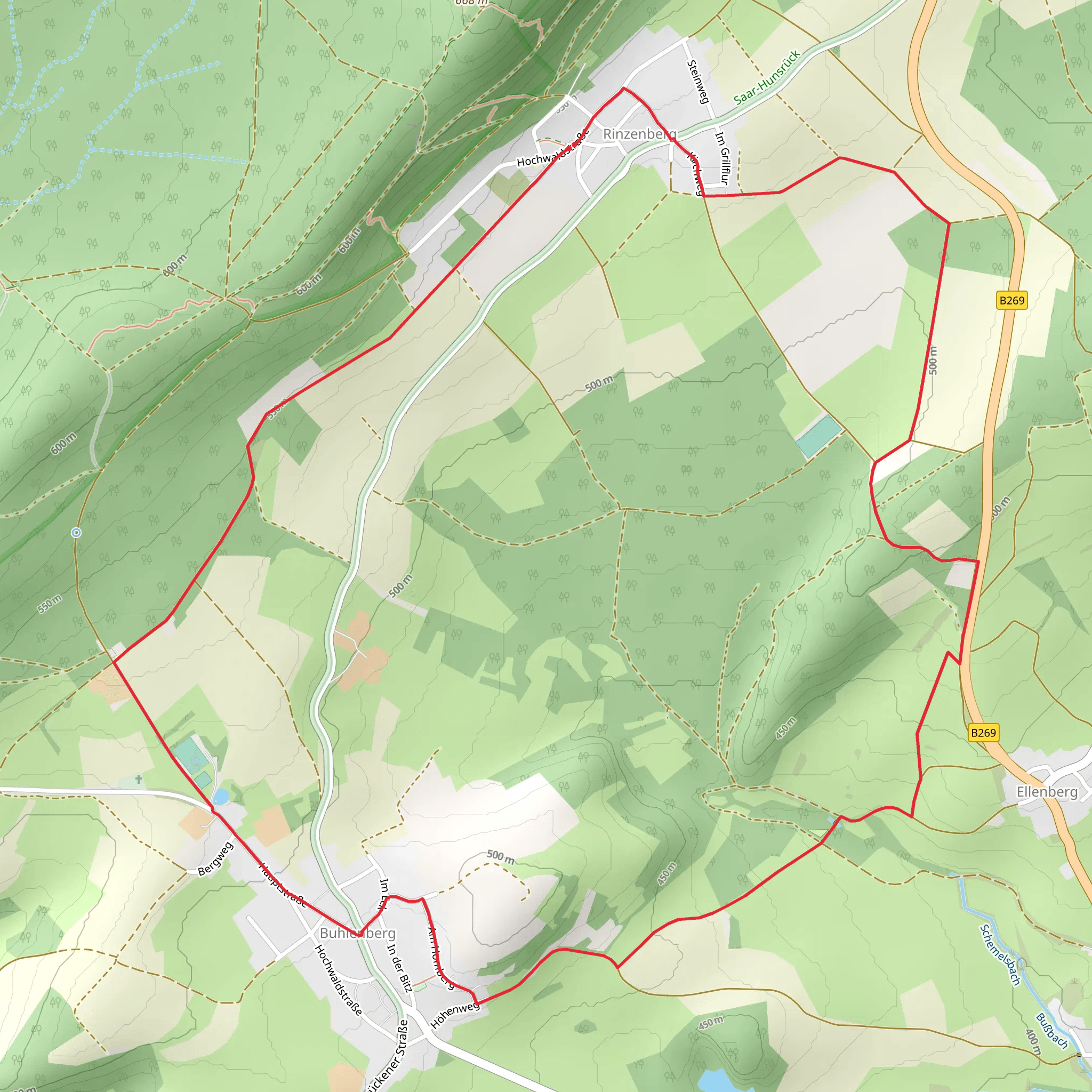 Rinzenberg to Buhlenberg Loop mobile static map