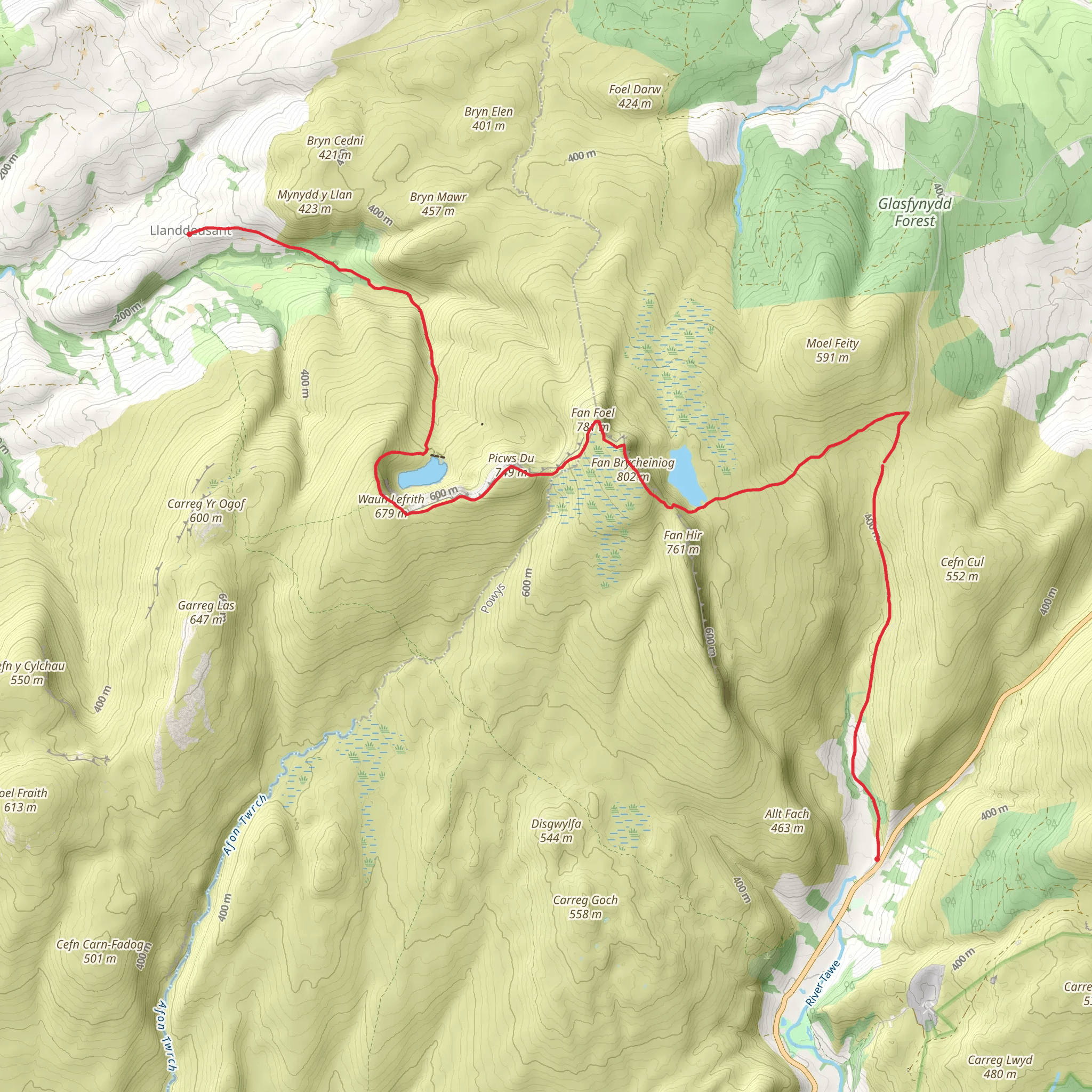 Llyn-y-Fan-Fawr - Mynydd Ddu from Llanddeusant mobile static map