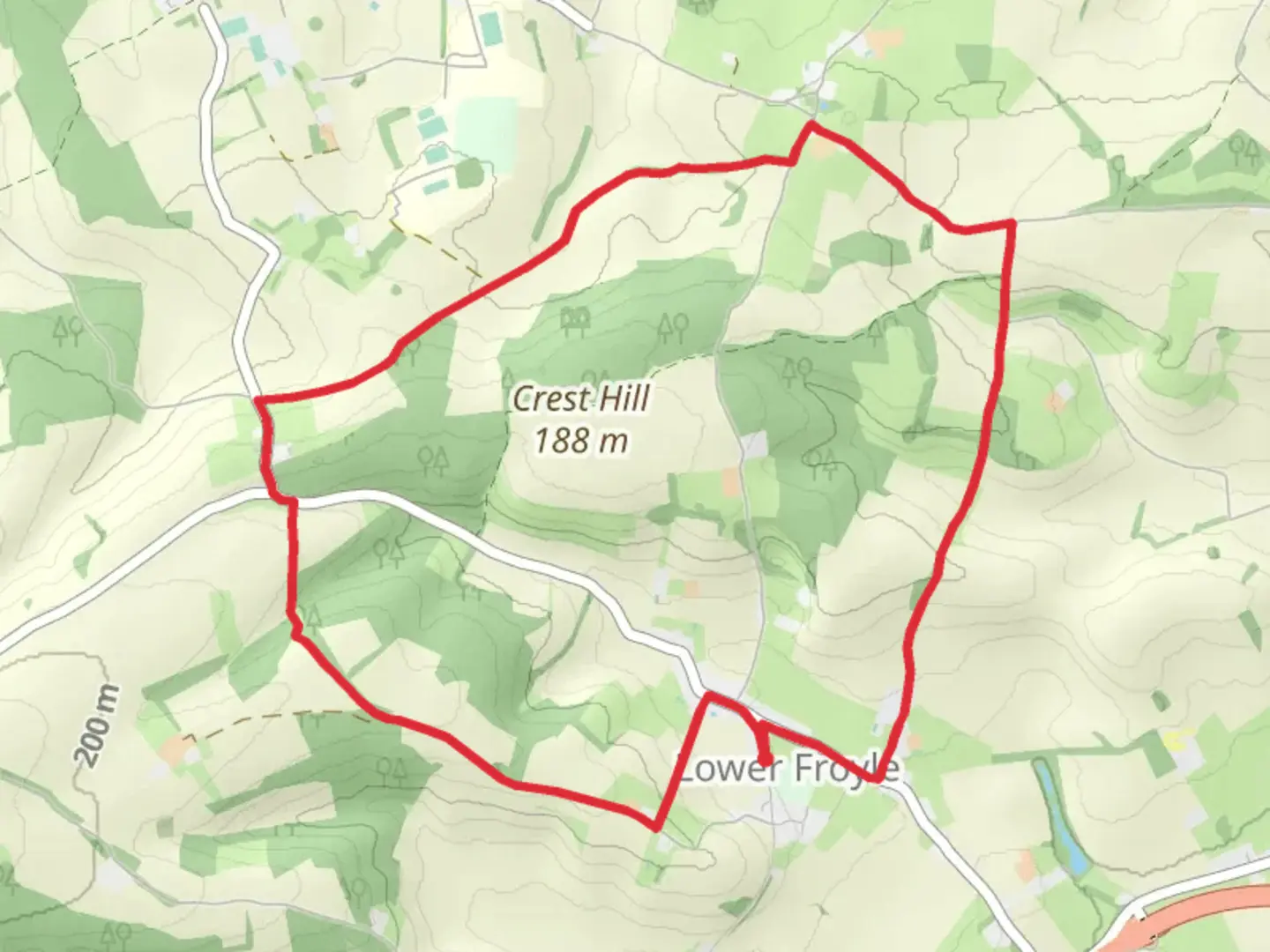 An image depicting the trail Well and Highnam Copse Loop and its surrounding area.