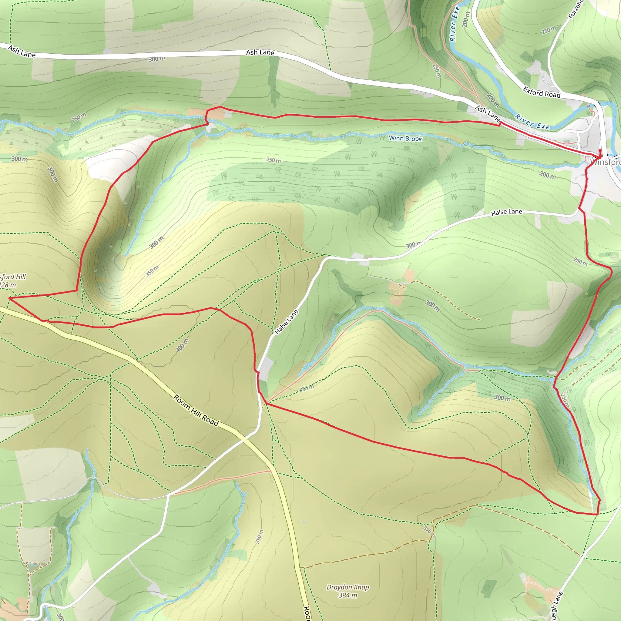 Winsford Hill and the Allotment from Winsford mobile static map