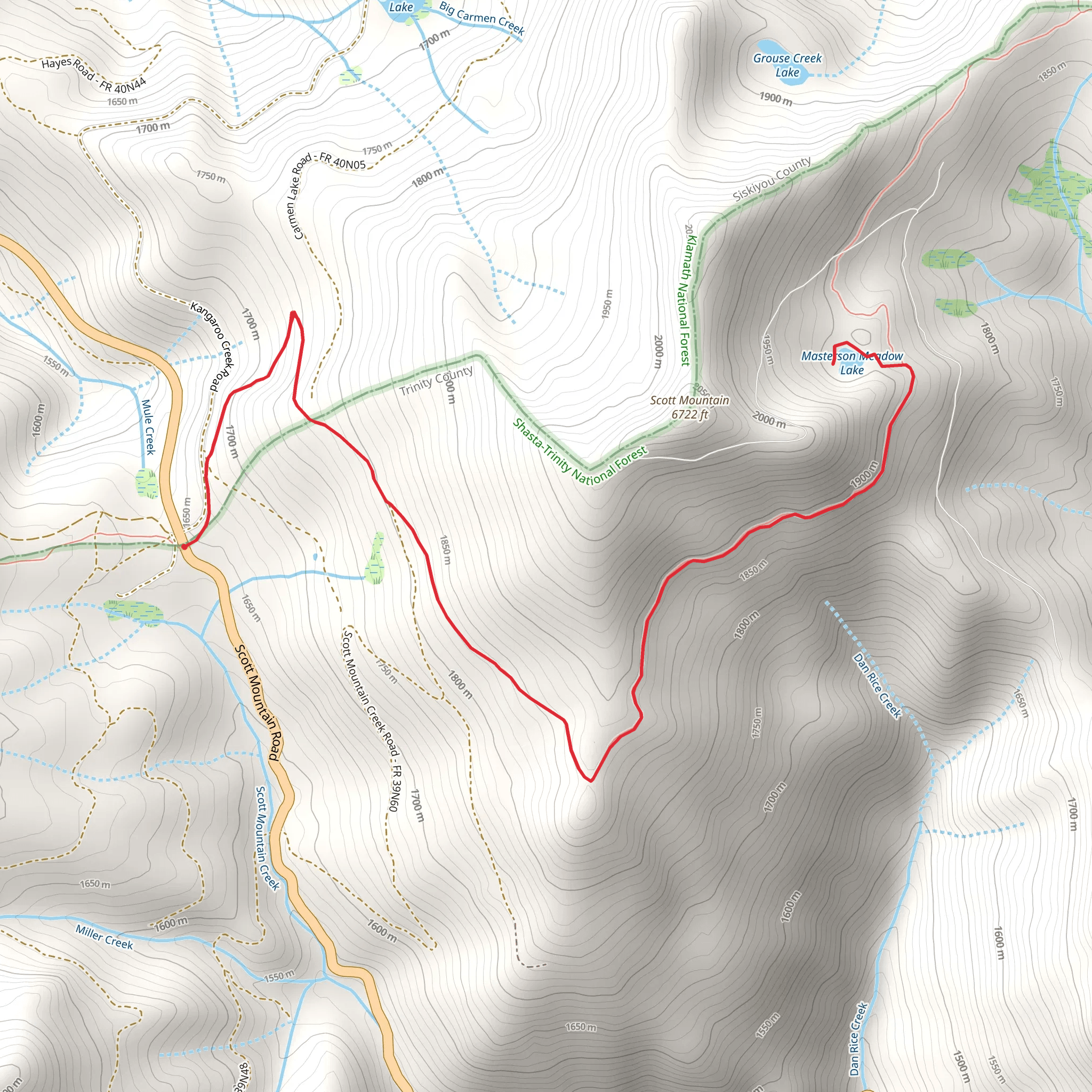 Masterson Meadow Lake via PCT mobile static map