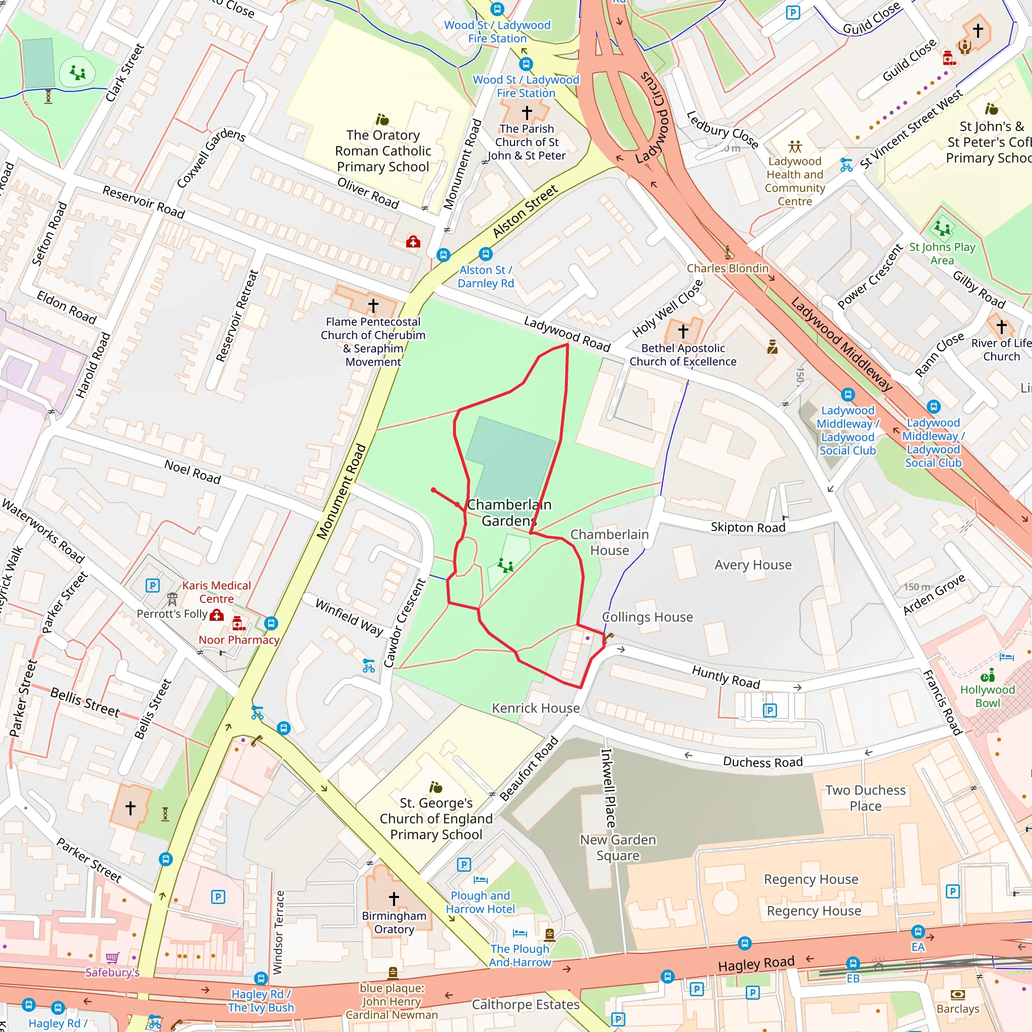 Chamberlain Gardens Loop mobile static map