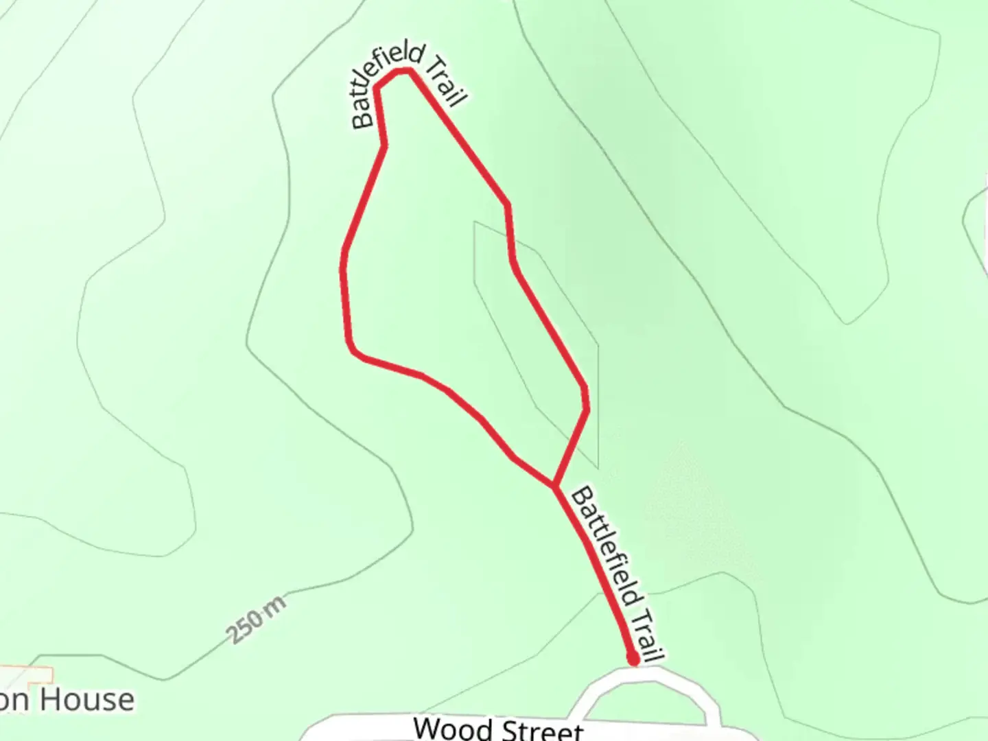 An image depicting the trail Battlefield Loop Trail and its surrounding area.