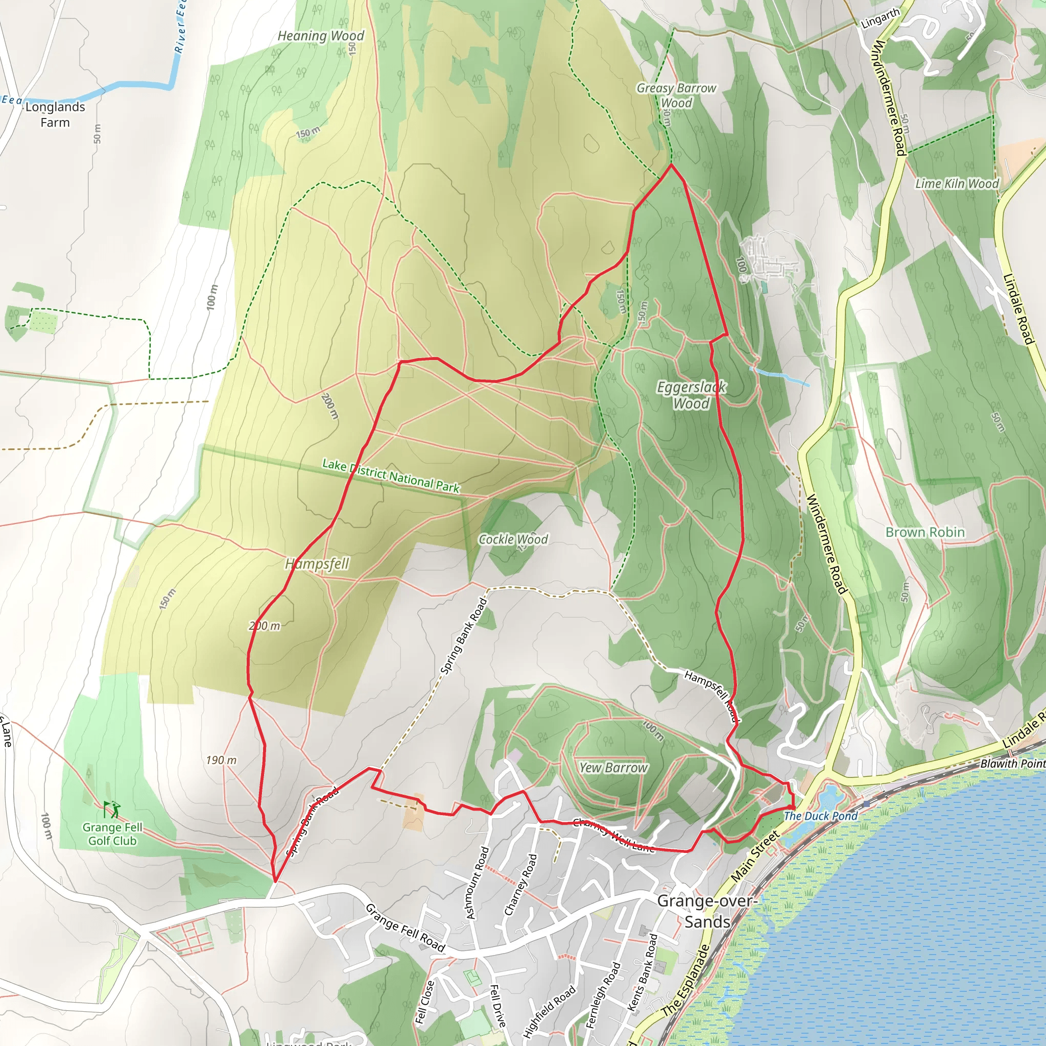 Hampsfell Loop via Grange-over-Sands mobile static map