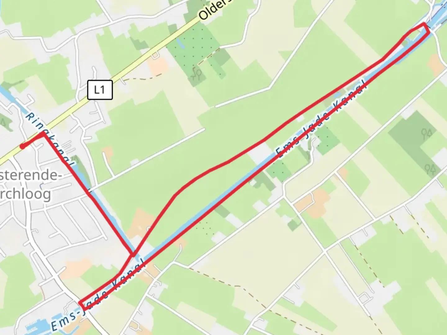 An image depicting the trail Ems-Jade-Kanal Loop from Westerende Holzloog and its surrounding area.