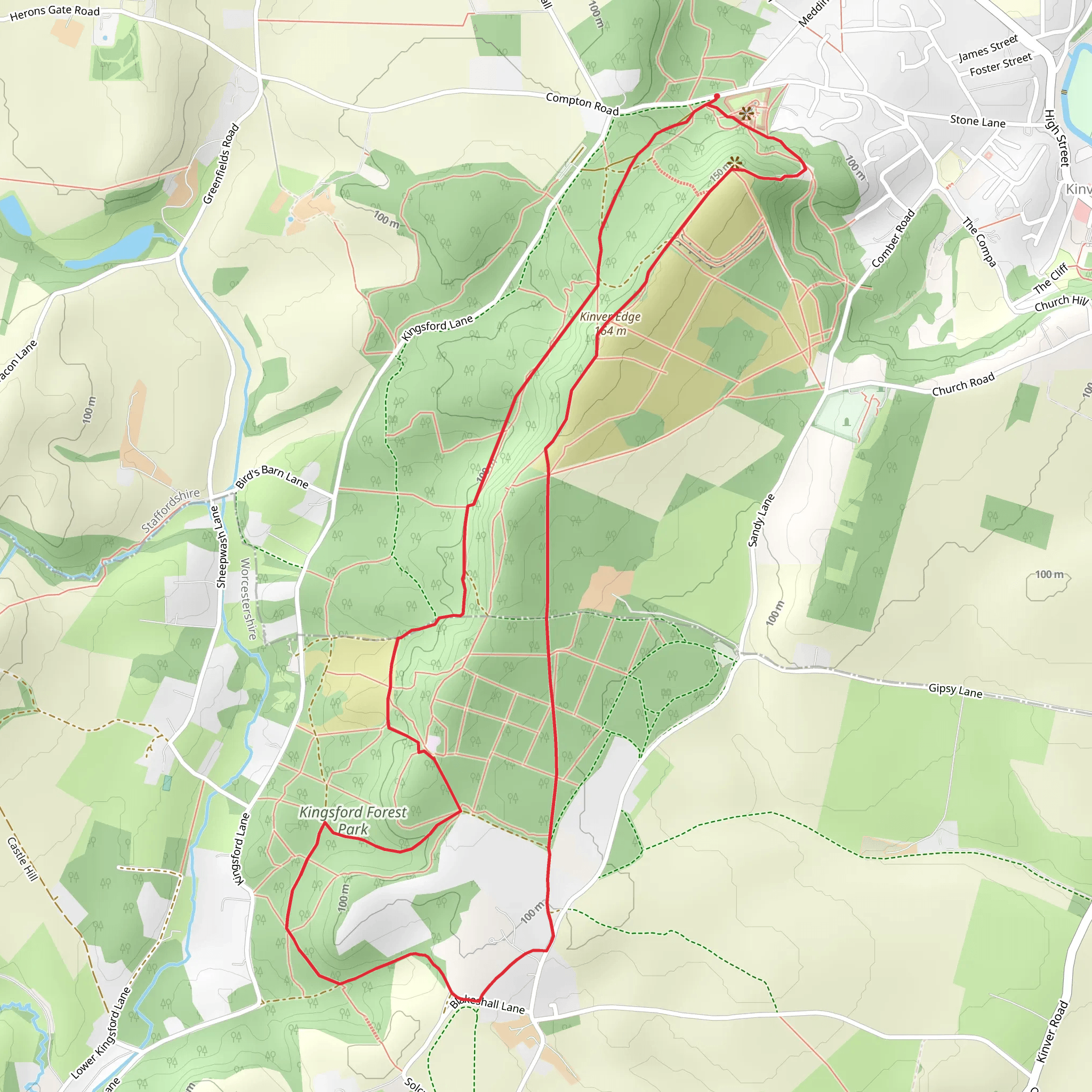 Kinver Edge and Blakeshall from Holy Austin Rock mobile static map