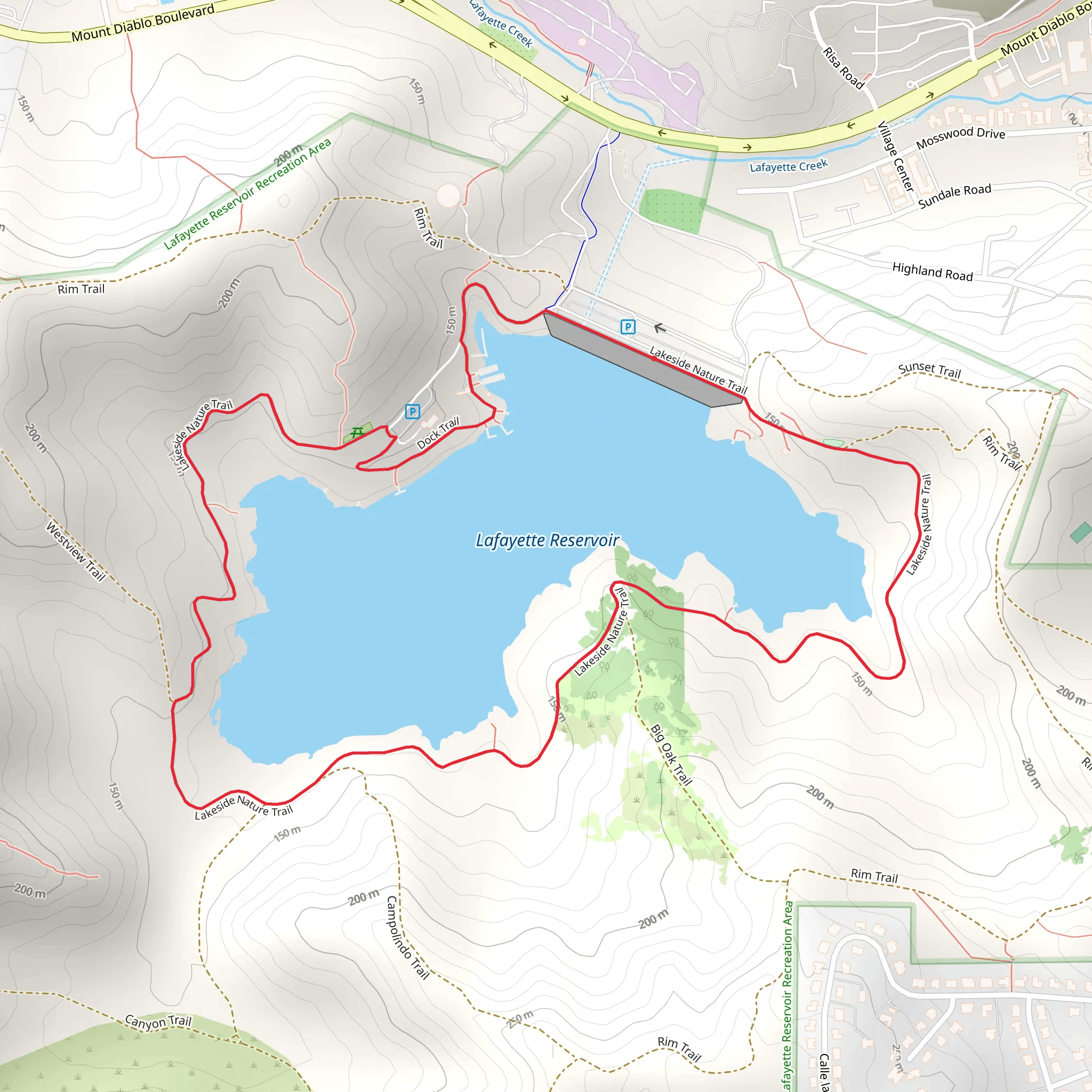 Lafayette Reservoir - Lakeside Nature Loop Trail mobile static map