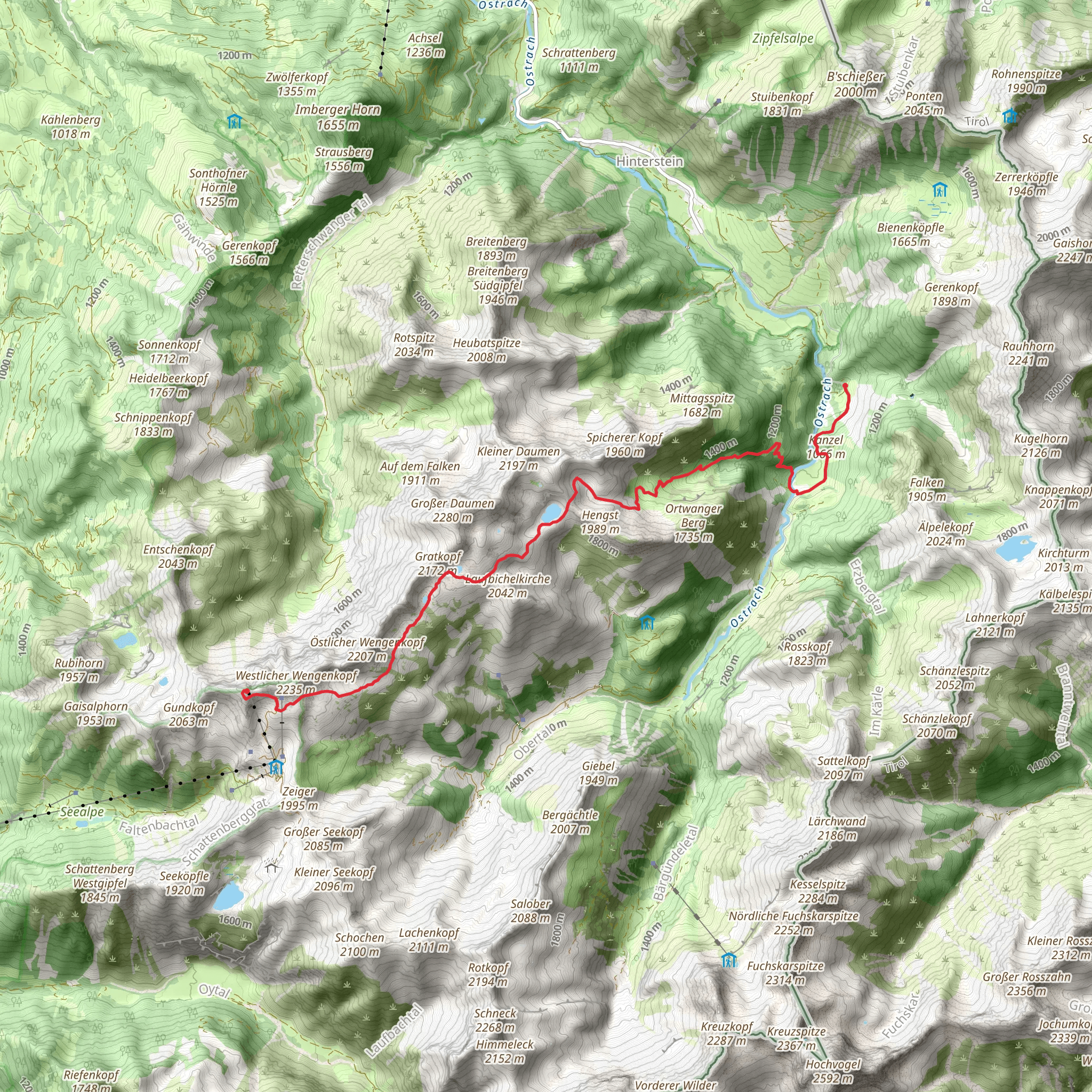Nebelhorn to Auele via Engeratsgundsee mobile static map