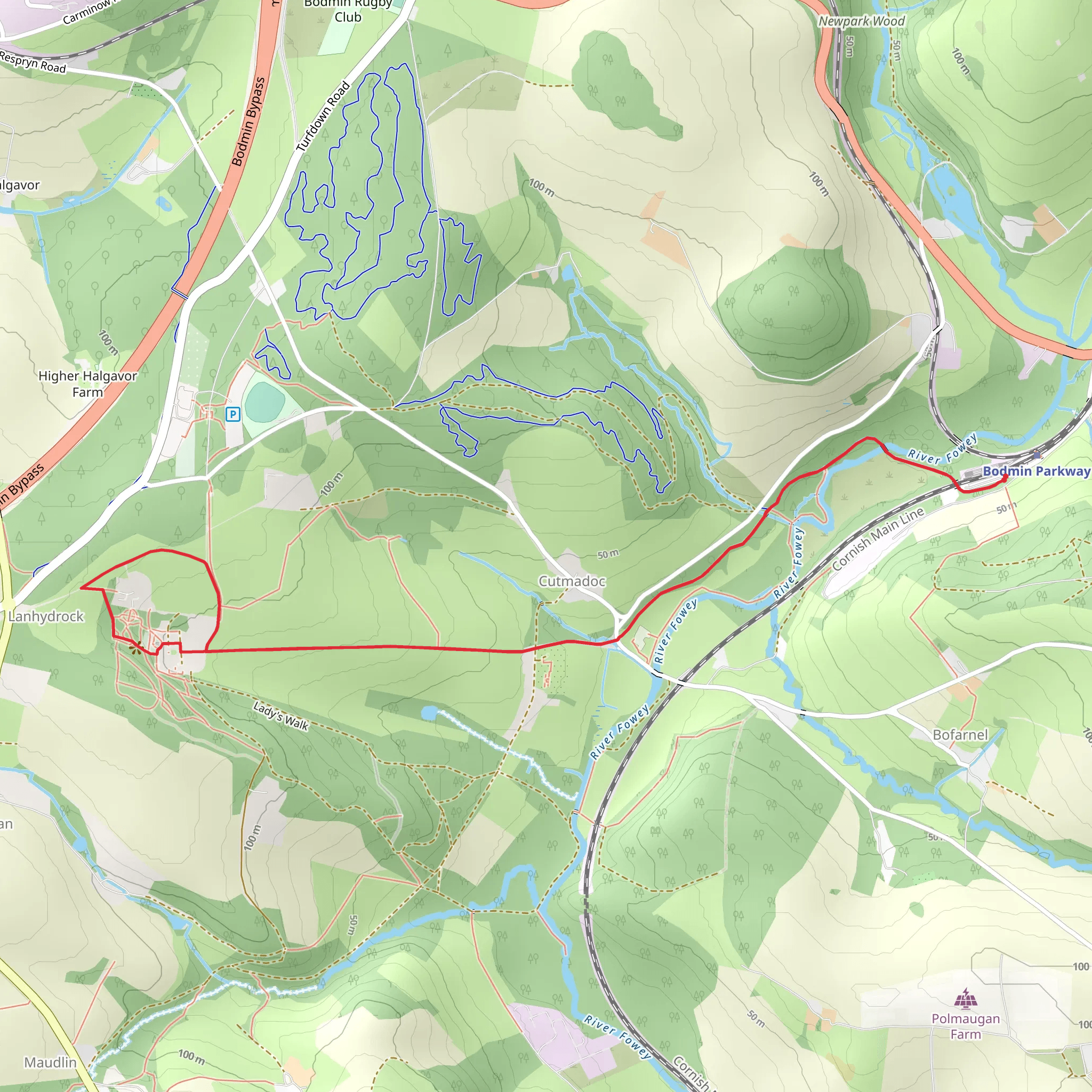 Lanhydrock Walk mobile static map