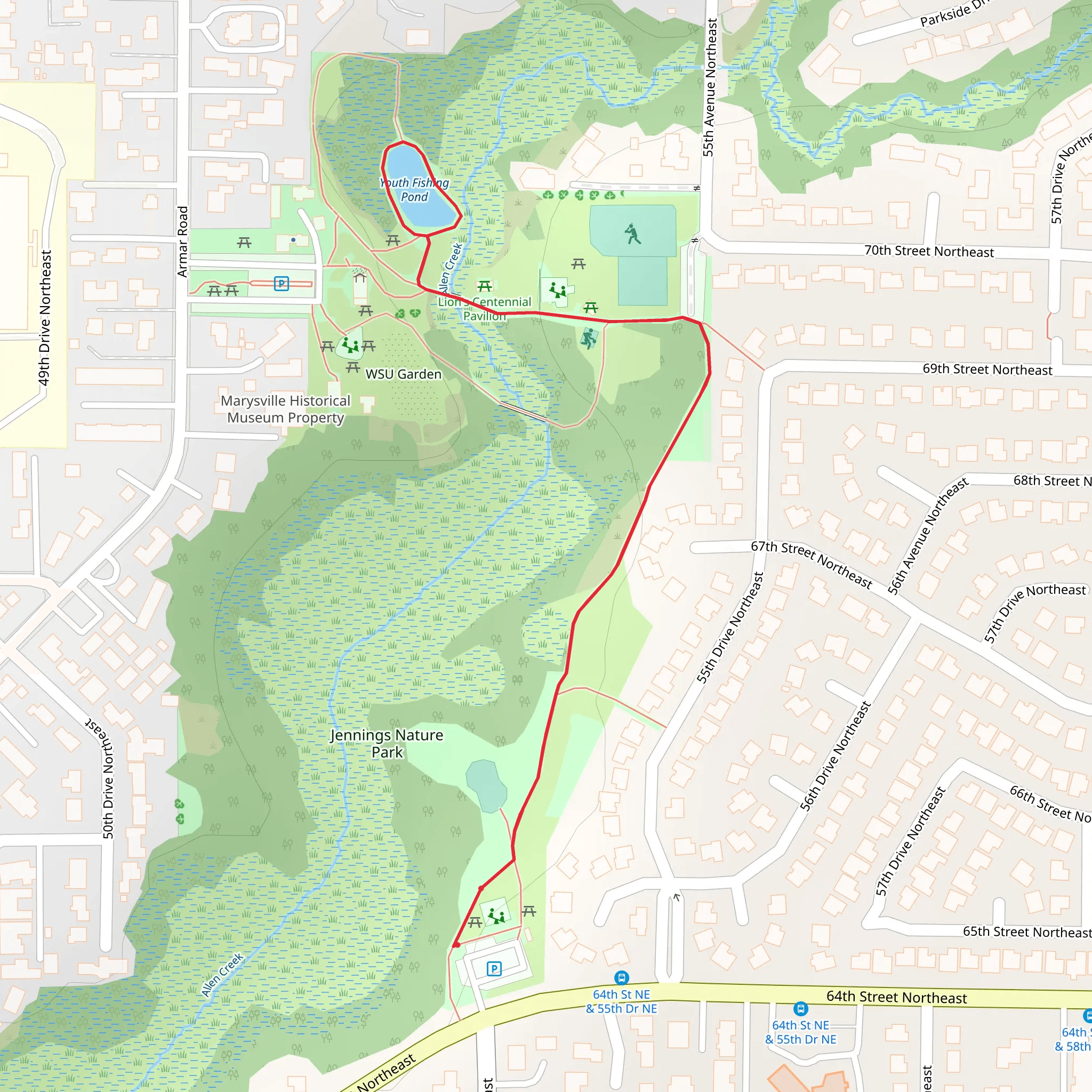 Allen Creek and Youth Fishing Pond mobile static map