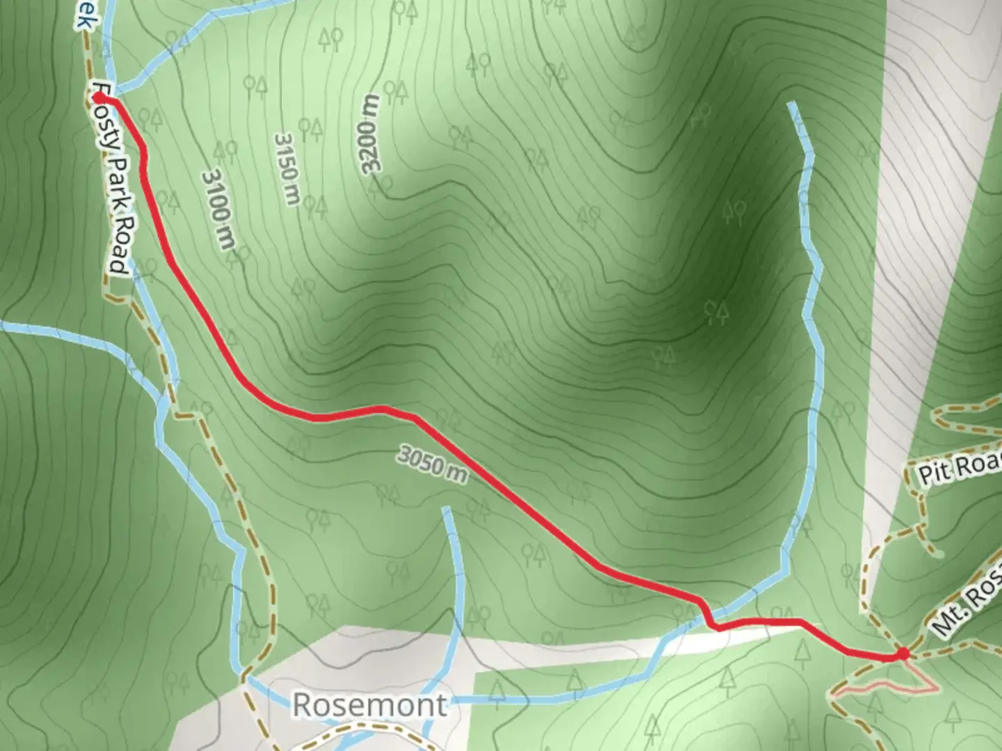 An image depicting the trail Frosty Shortcut Trail and its surrounding area.