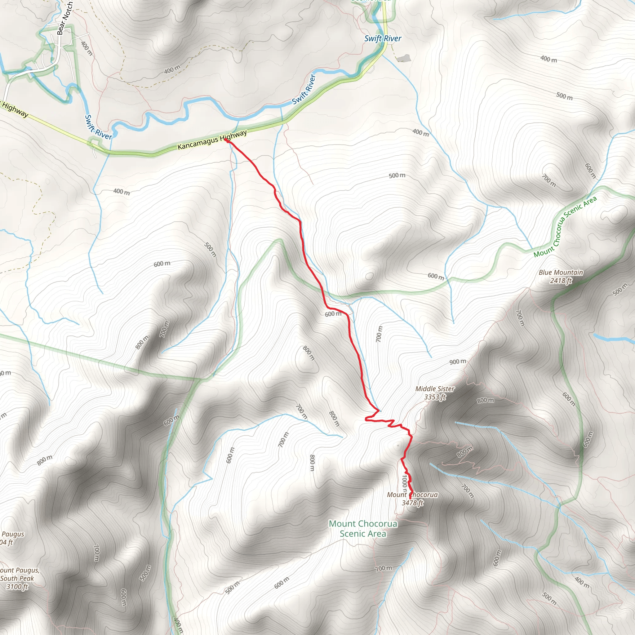 Mount Chocorua via Champney Falls Trail mobile static map