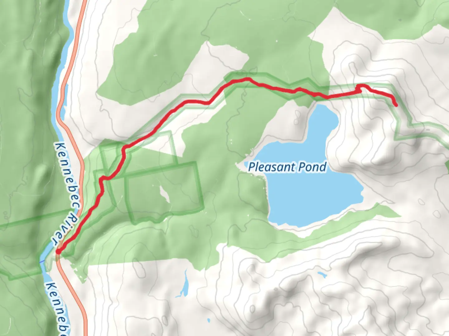 An image depicting the trail Pleasant Mountain via Appalachian Trail and its surrounding area.