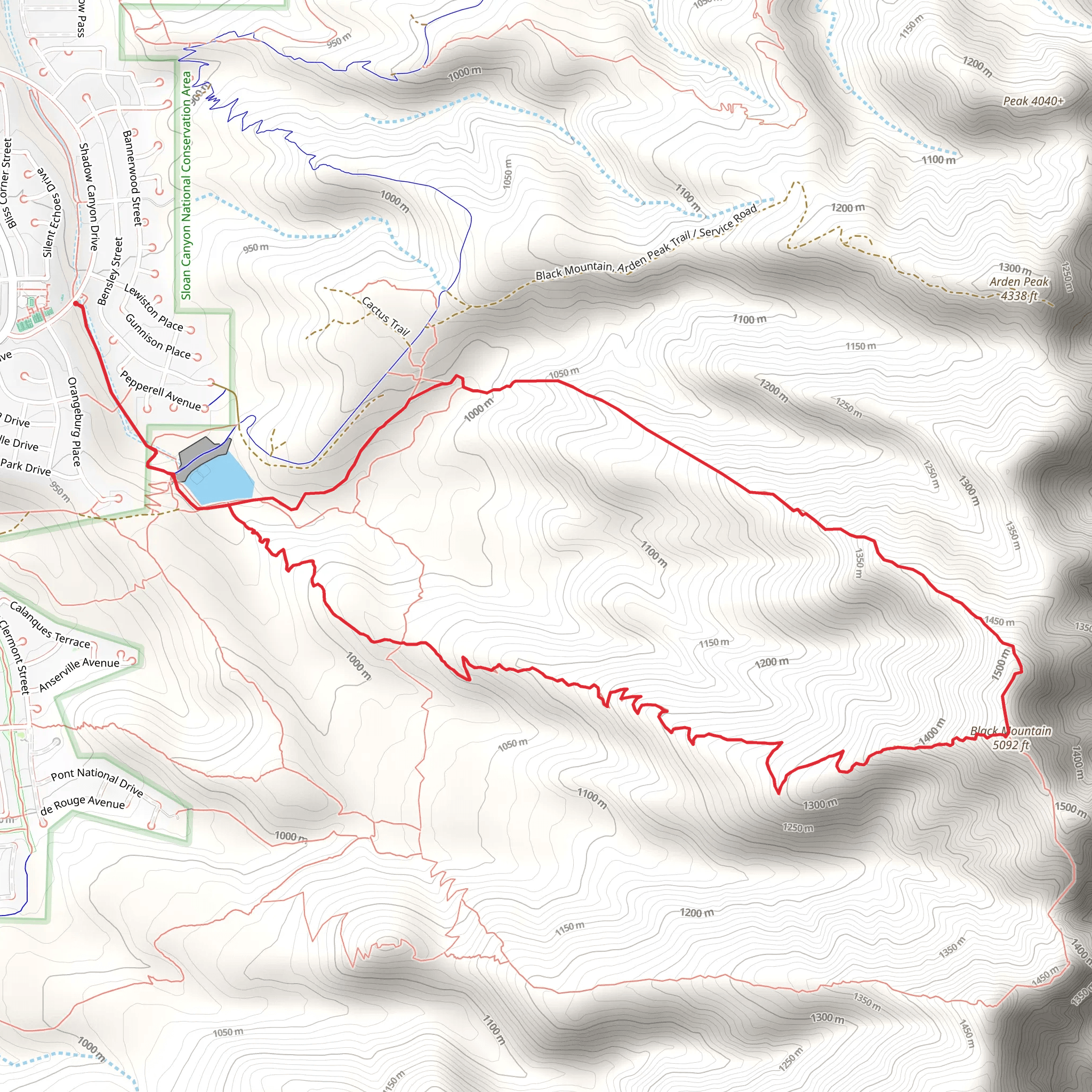Black Mountain Loop from Shadow Canyon Drive mobile static map