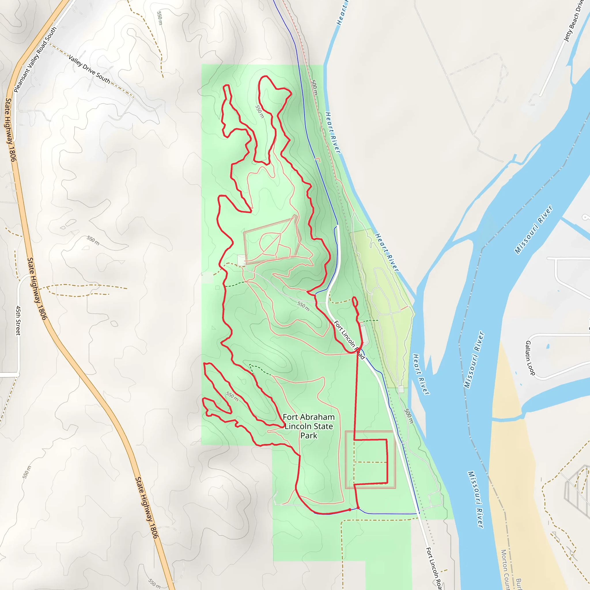 Fort Abraham Lincoln State Park Loop mobile static map