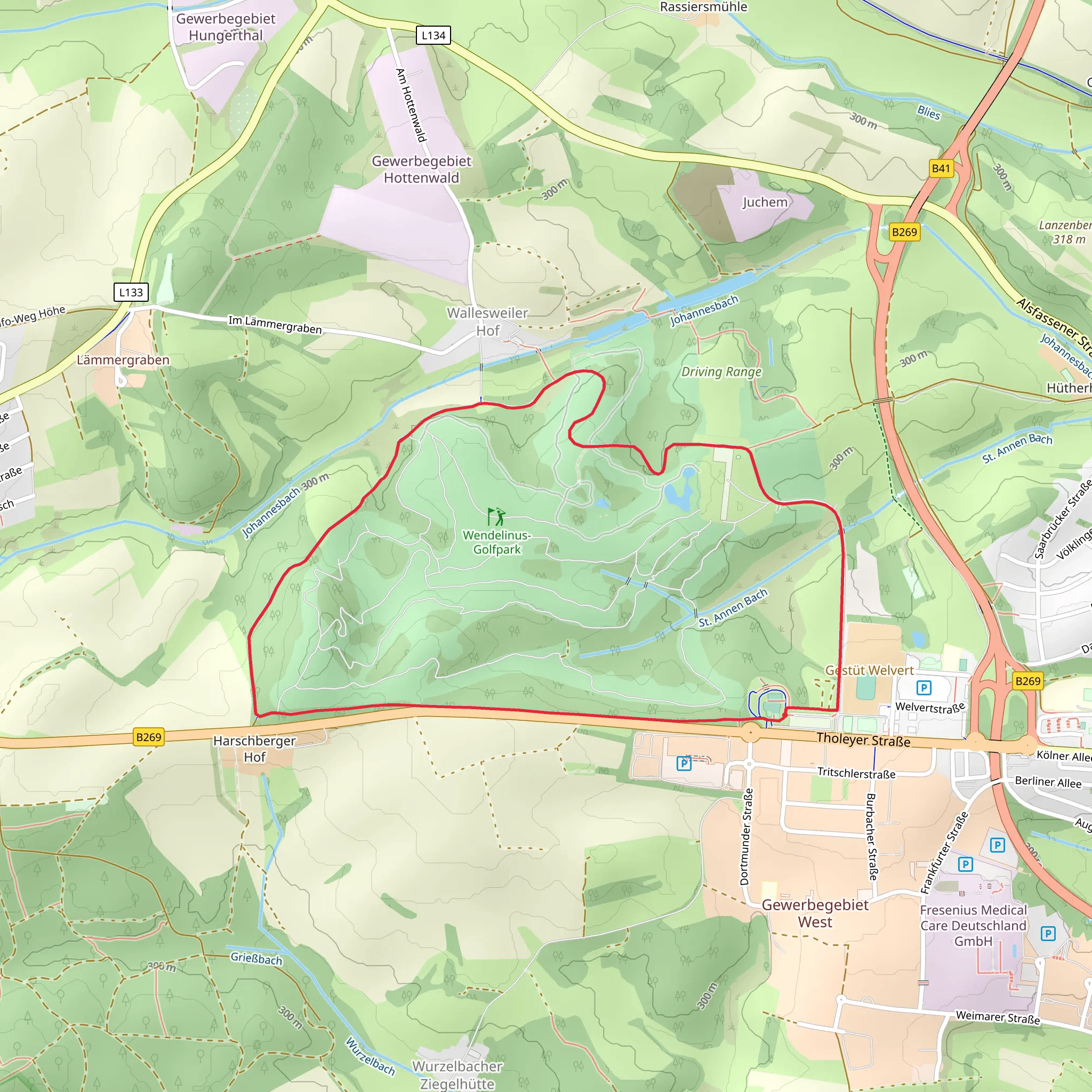 Wendelinuspark Loop mobile static map