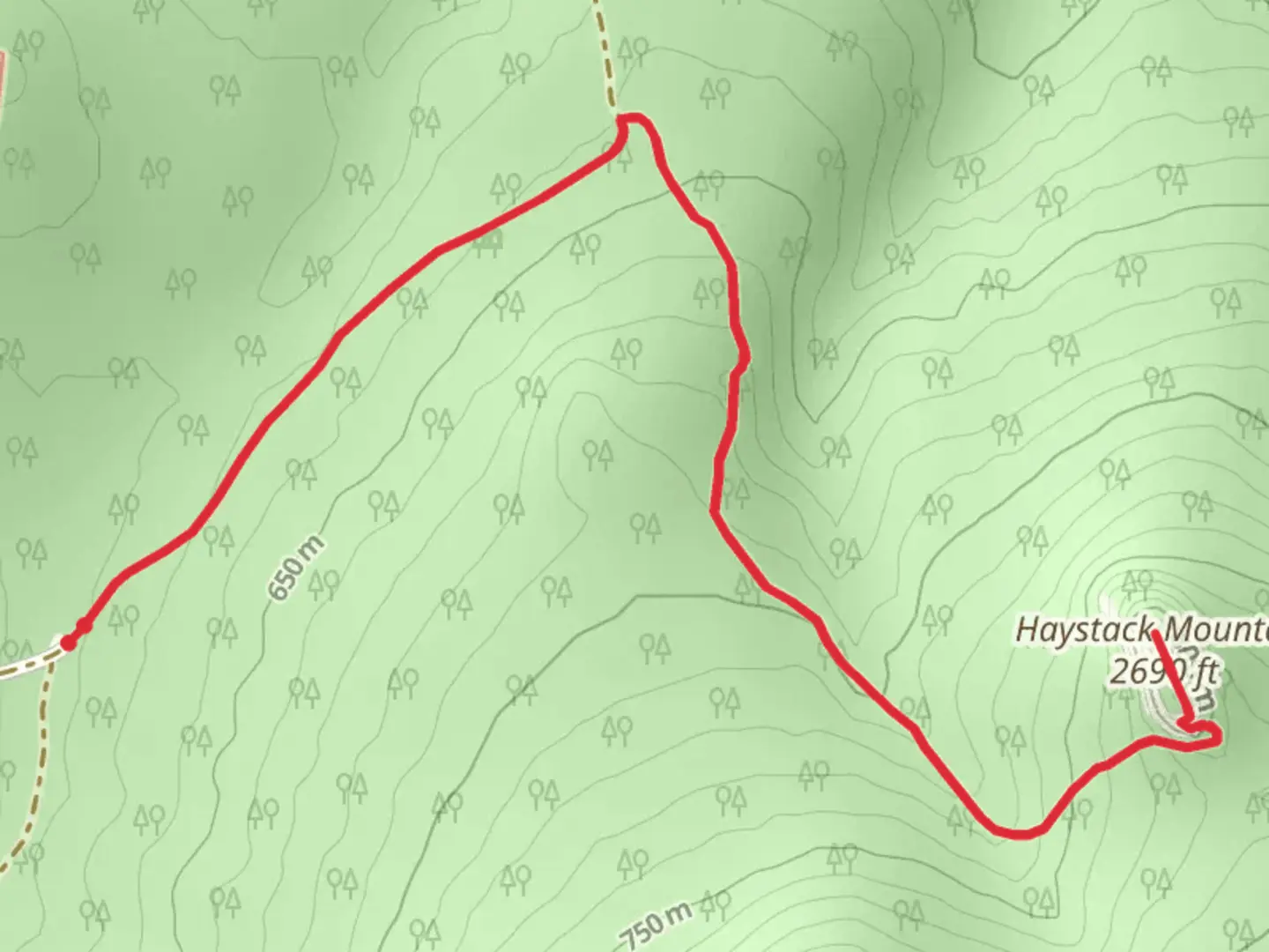 An image depicting the trail Haystack Mountain Trail and its surrounding area.
