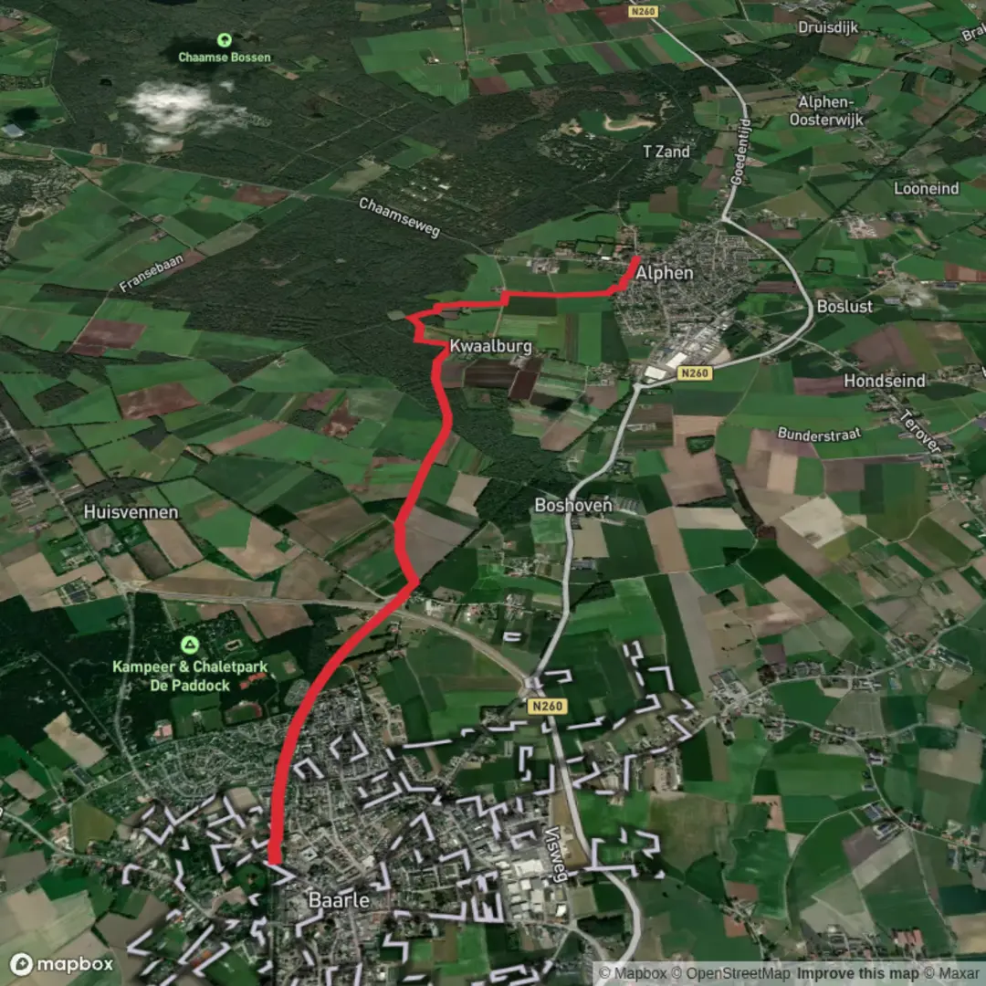 An image depicting the trail Monument Voor Nederlands Militairen via Streek - GR Noorderkempen and its surrounding area.