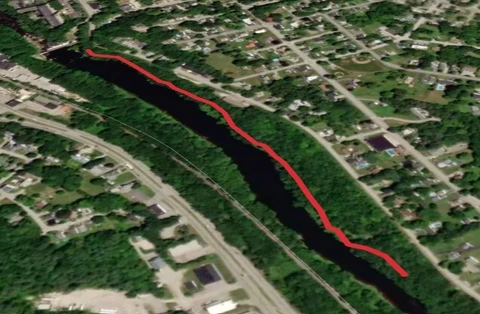 An image depicting the trail Little Androscoggin River and its surrounding area.