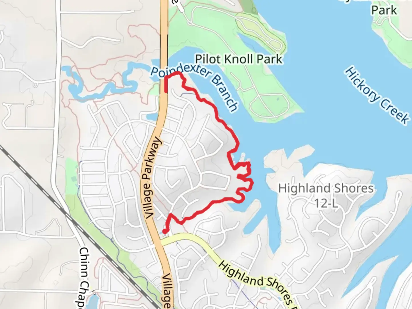 An image depicting the trail Shoreline Trail from Northwood Drive and its surrounding area.