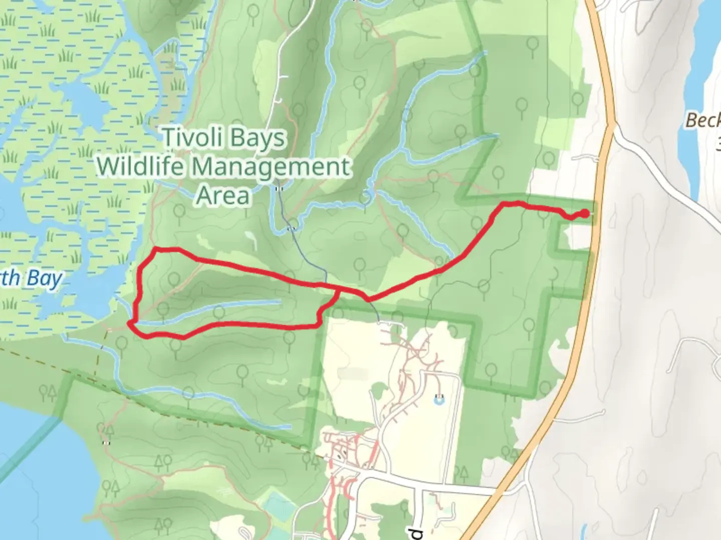 An image depicting the trail Overlook - Red Trail and its surrounding area.