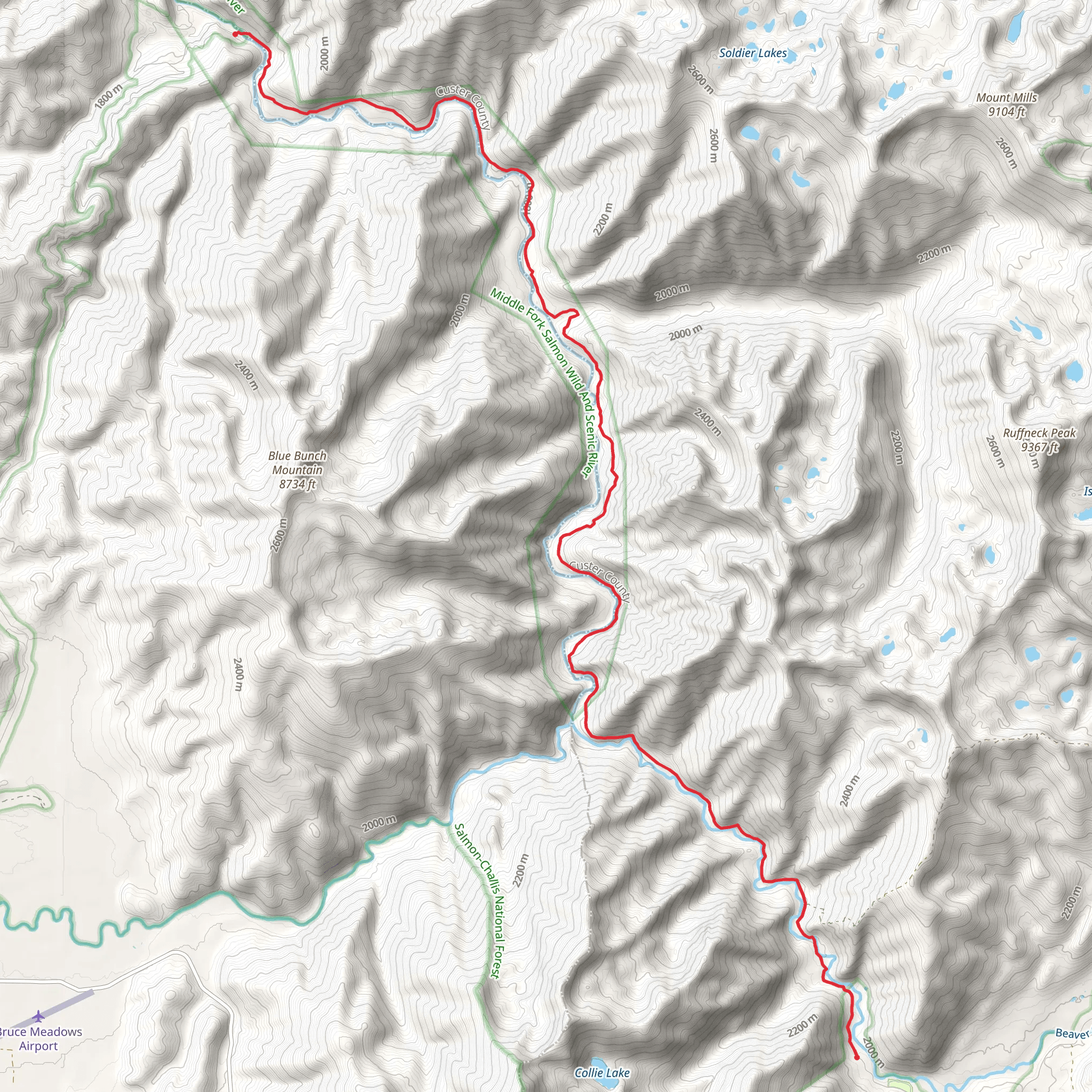 Middle Fork Trail and Marsh Creek Trail mobile static map