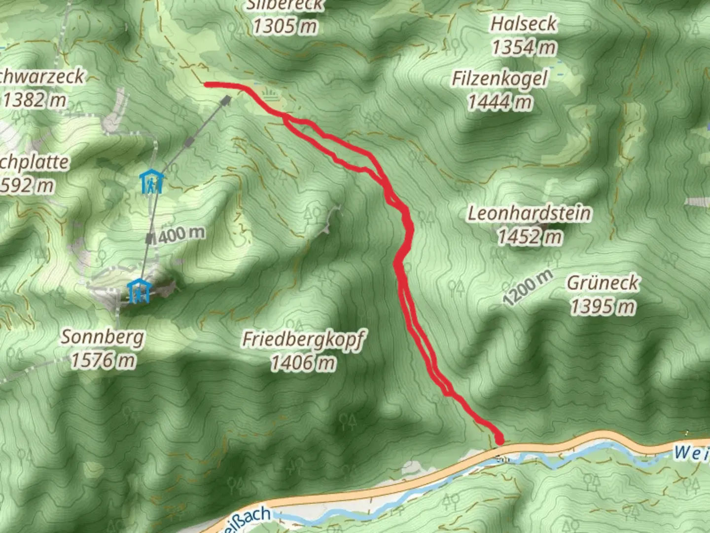 An image depicting the trail Schwarzentenn-Alm Walk via Seekarkreuz-Skitour and its surrounding area.