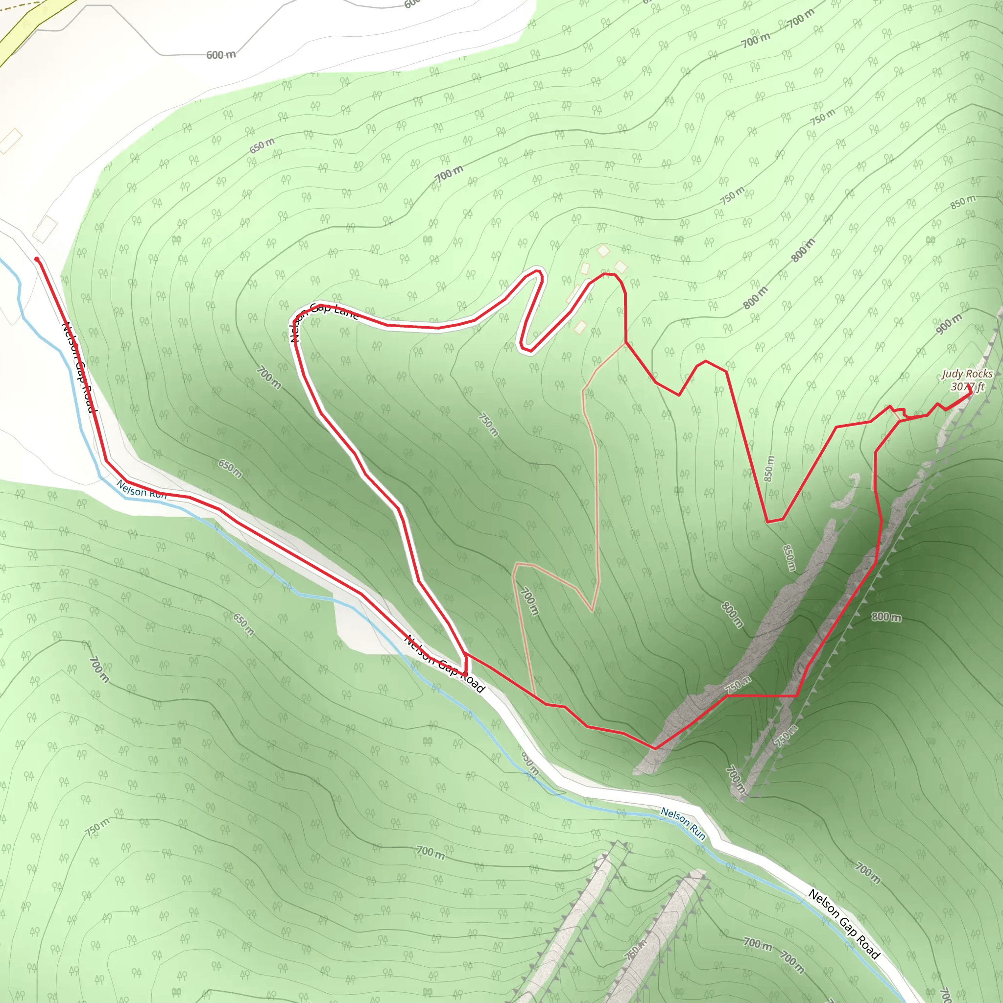 Judy Rocks and Nelson Gap Lane Loop mobile static map