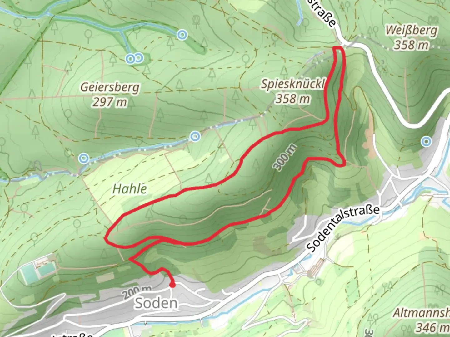 An image depicting the trail Ortswanderweg Sulzbach 2 and its surrounding area.