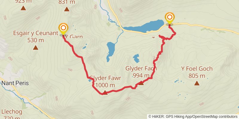 24 Peaks Circuit from Llanberis stage 6 Map