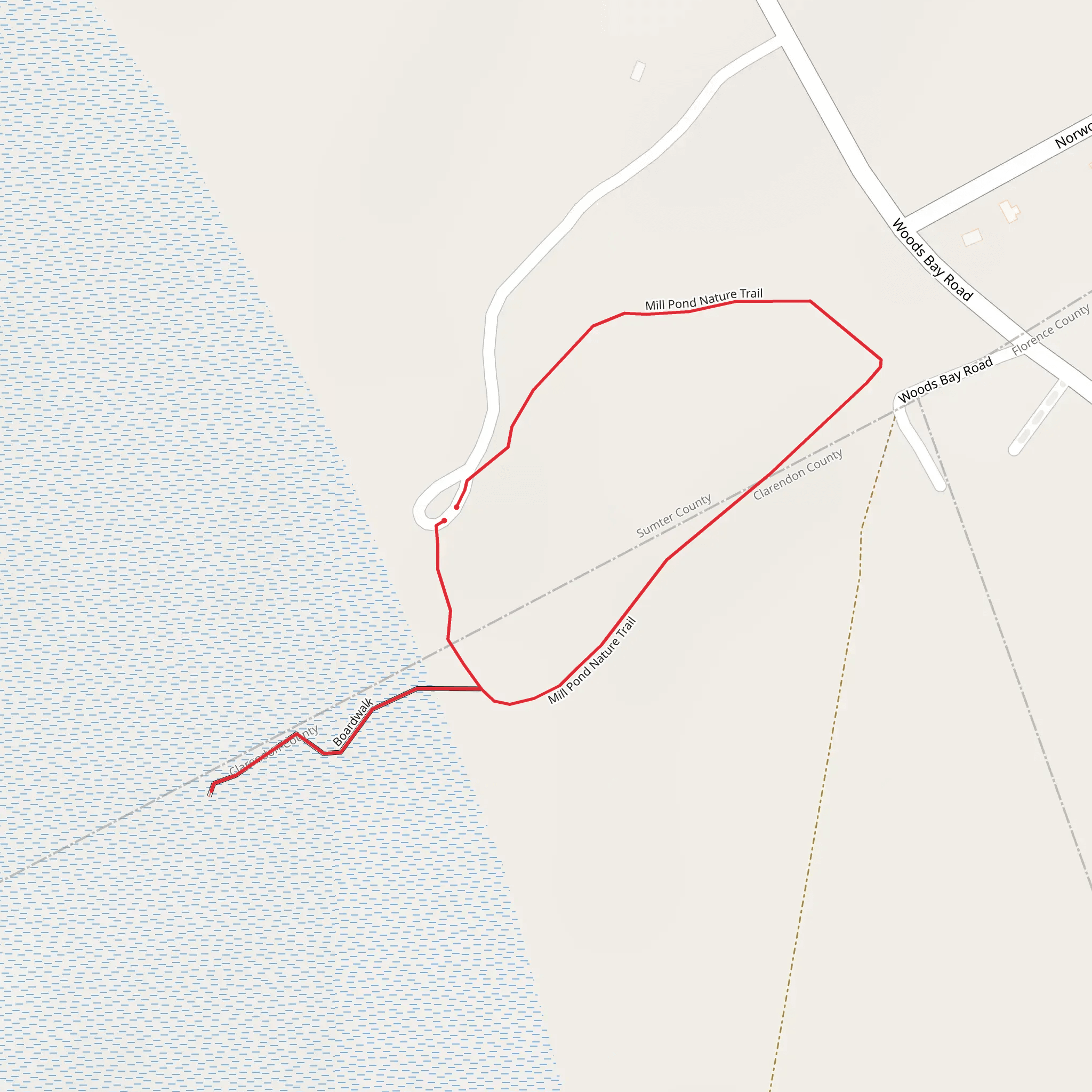 Mill Pond Nature Trail and Boardwalk Loop mobile static map