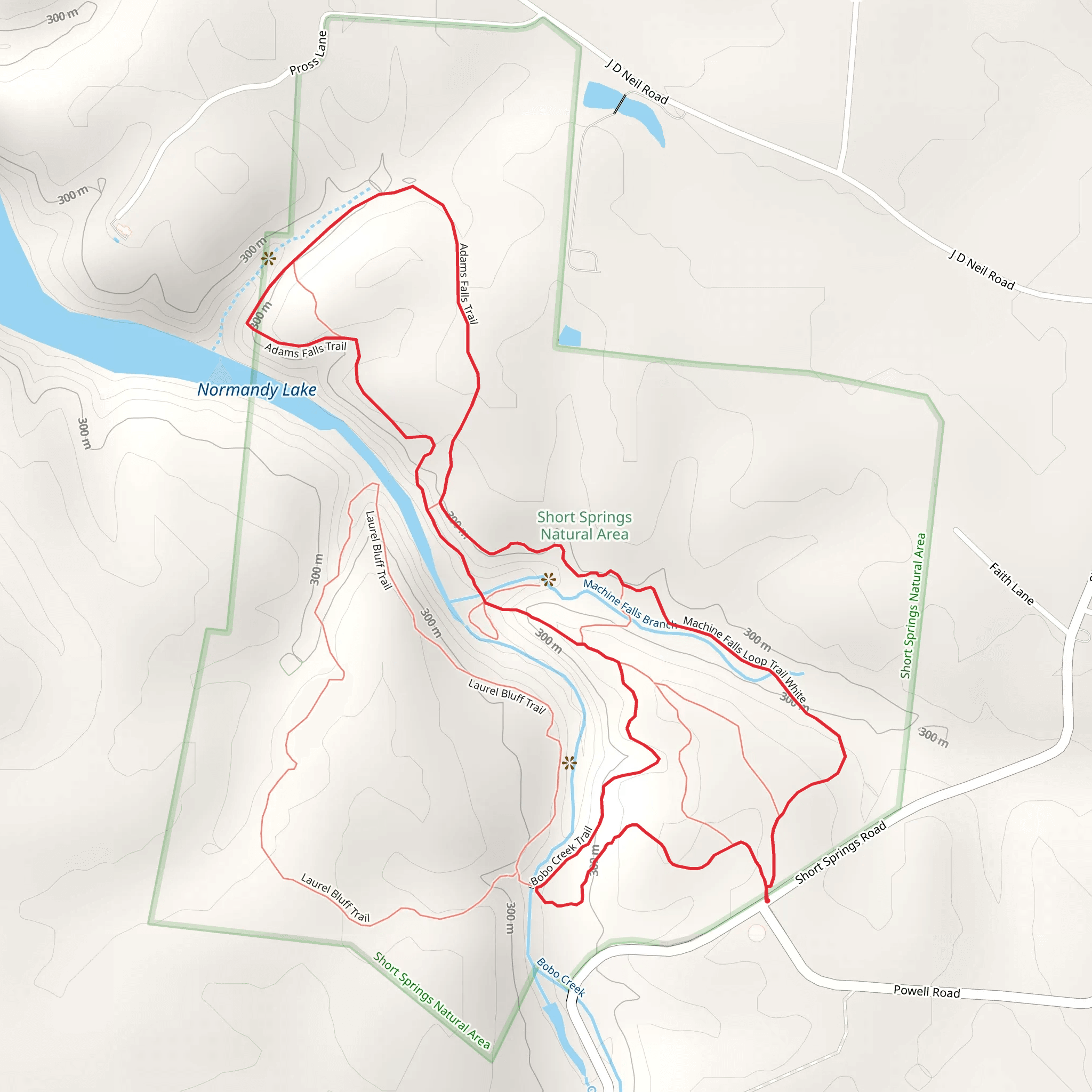 Bobo Creek Trail and Adams Falls Trail Loop mobile static map